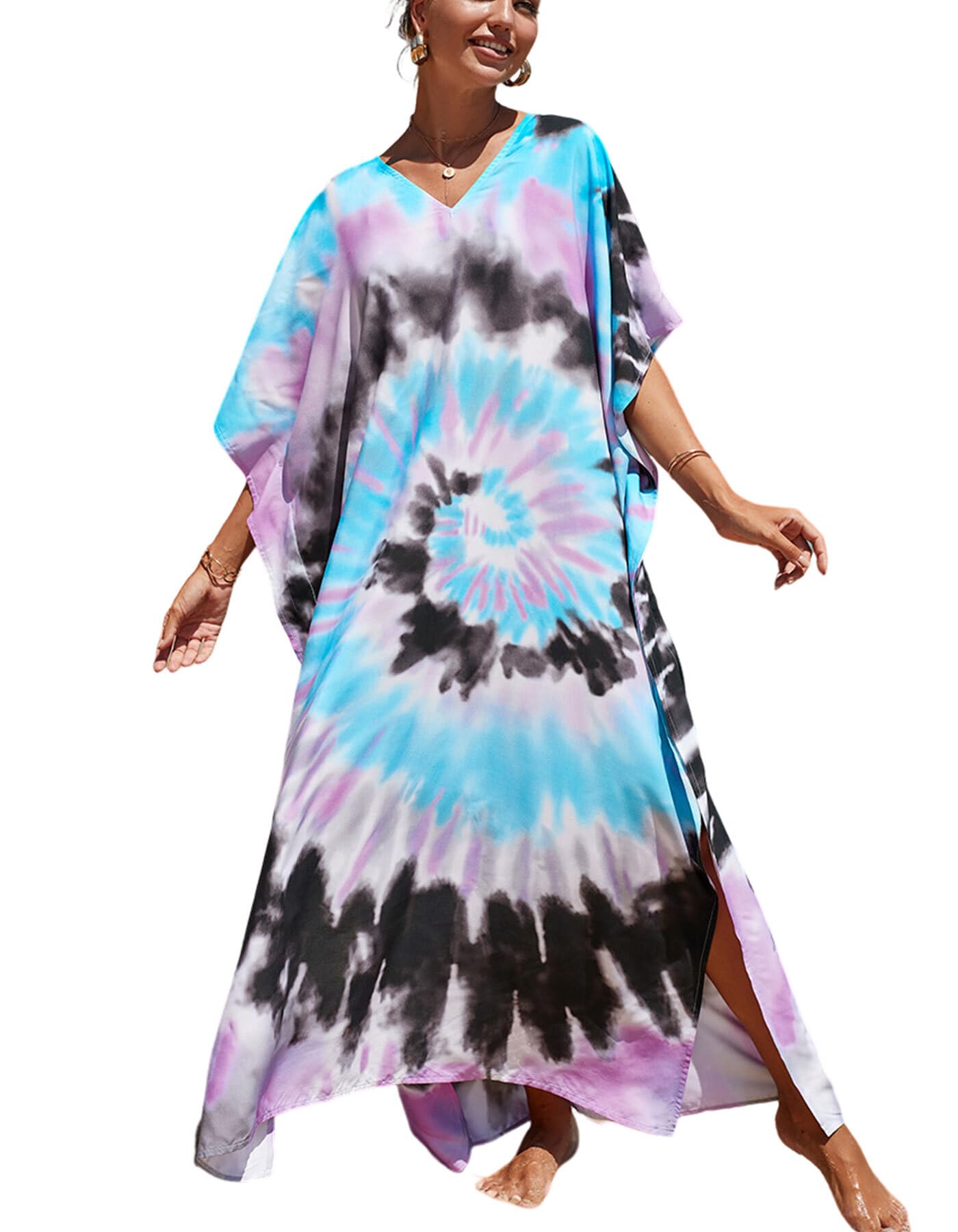 NFVNKJ Women's Plus Size Beach Lounge Kaftan Maxi Dress Swimsuit Coverup for Women