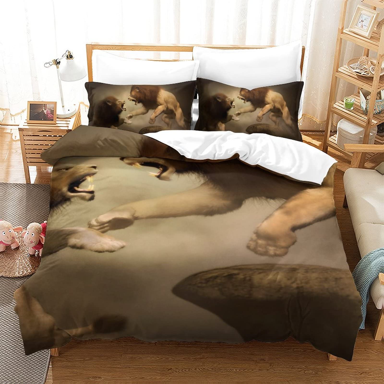 Housse de couette respirante animal 3D parure de lit 3 pièces pour un sommeil frais