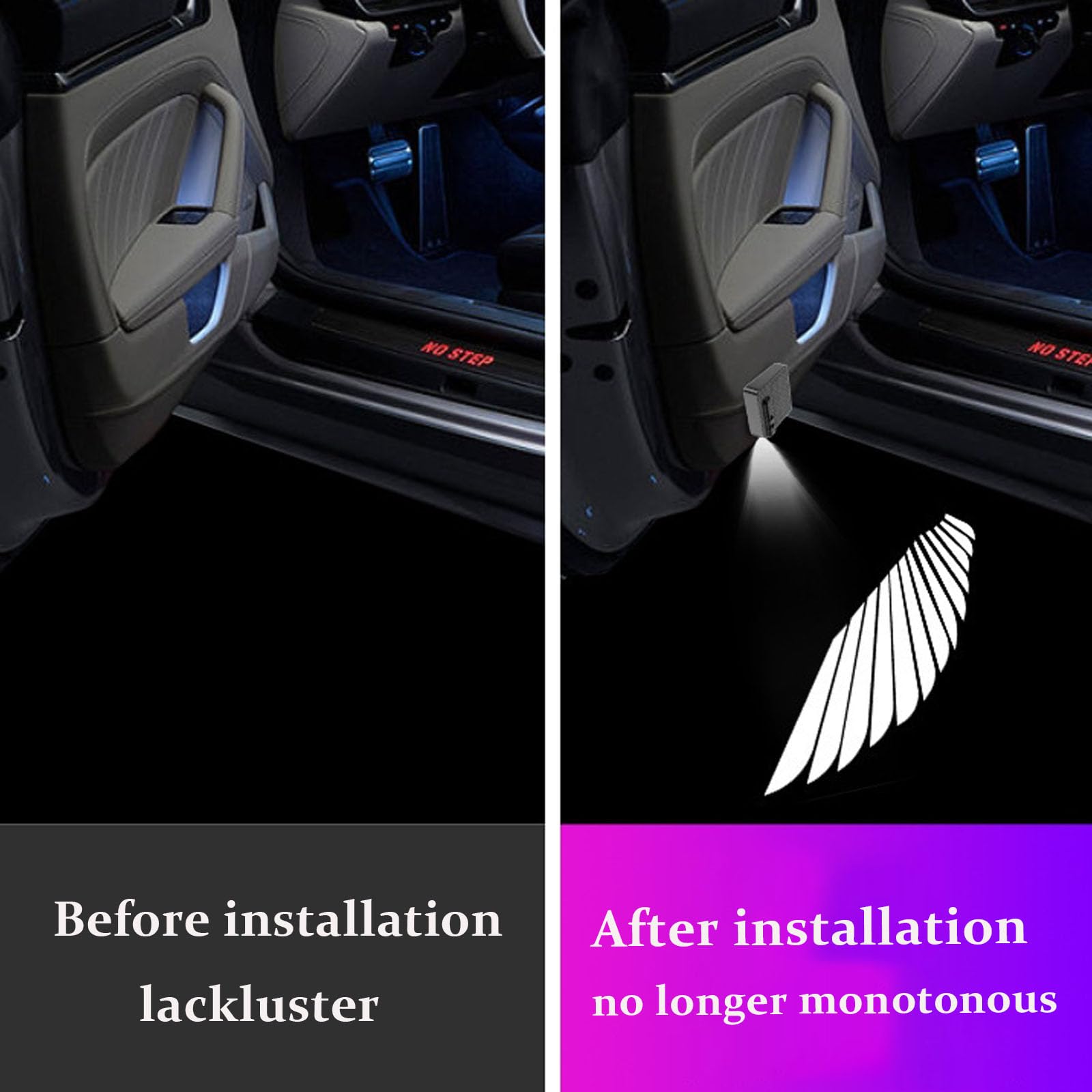 yufana 2 Stuks Auto LED-Logoprojector, Draadloze HD-Autodeurprojector, Autodeur LED-Projectie, HD-Welkomstlicht voor Autodeur, Universele Draadloze Autodeur Logo Licht voor Alle Auto's (Blauw Paard