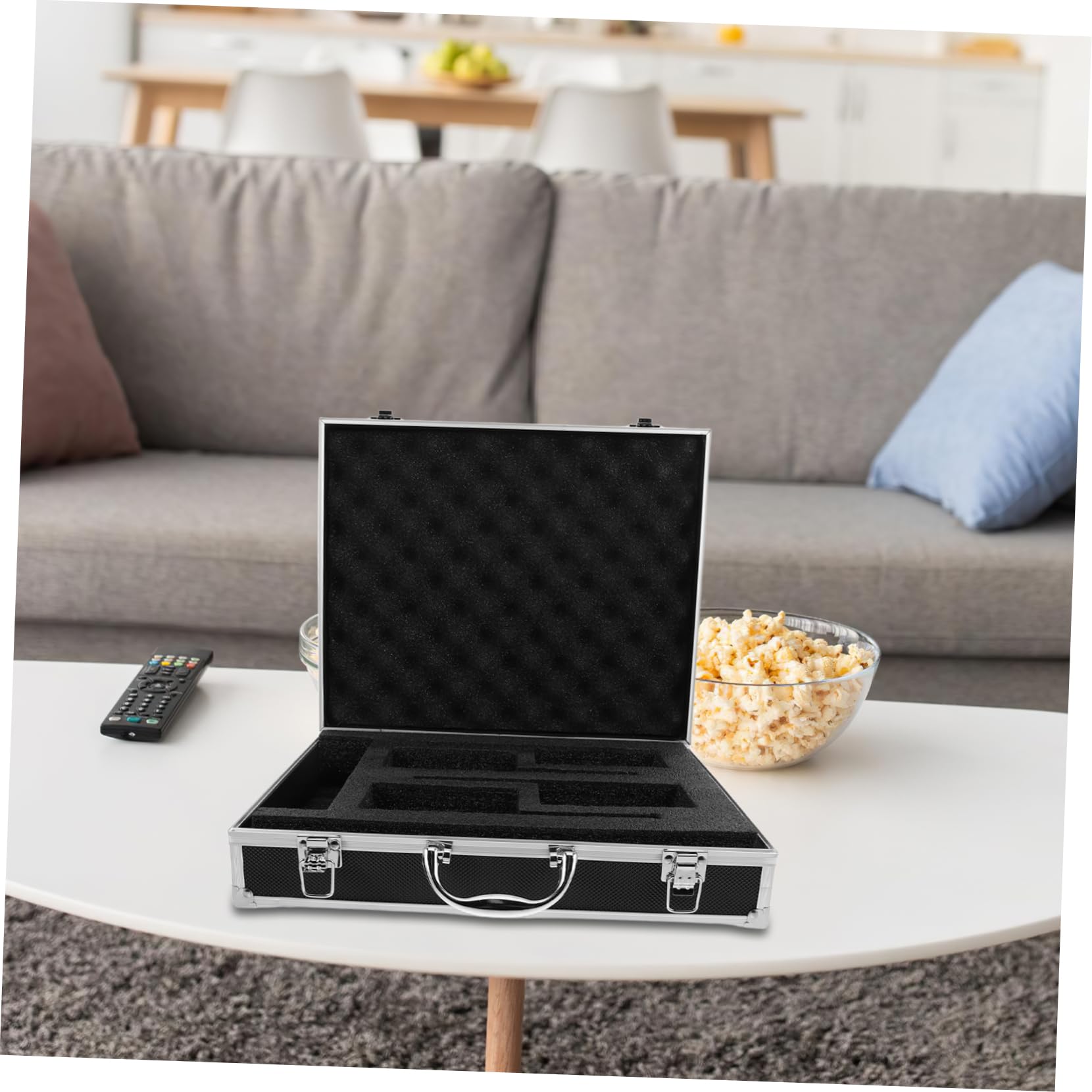 Cabilock Estuche Metálico con Interior de Espuma Absorbente para Micrófonos de Aluminio Mecanismo Seguro de Cierre y Asa para Eventos al Aire Libre
