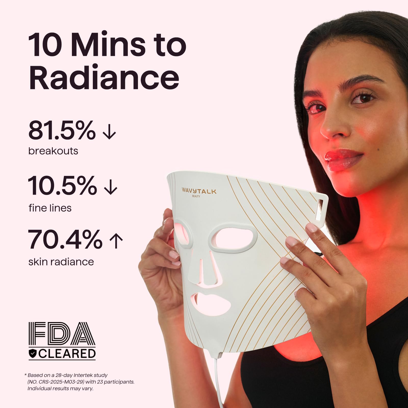 wavytalk Red Light Therapy Mask for Face, Glow Time LED Face Mask 850nm NIR