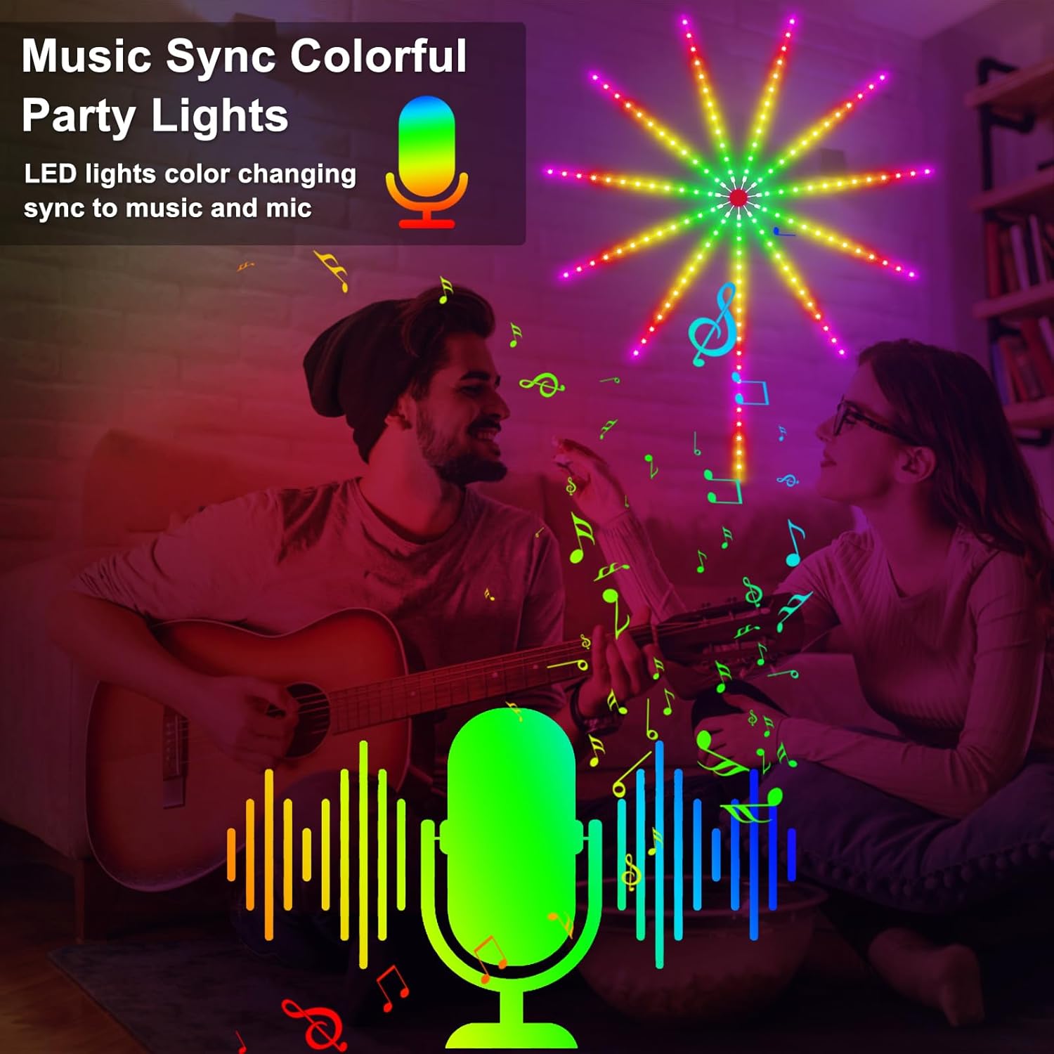 Smart Firework LED Lights, ICRGB Dream Color LED Lights for Bedroom, LED Strip Lights with Remote App Control, Color Changing Music Sound Sync Light for Bedroom, Christmas Decorations