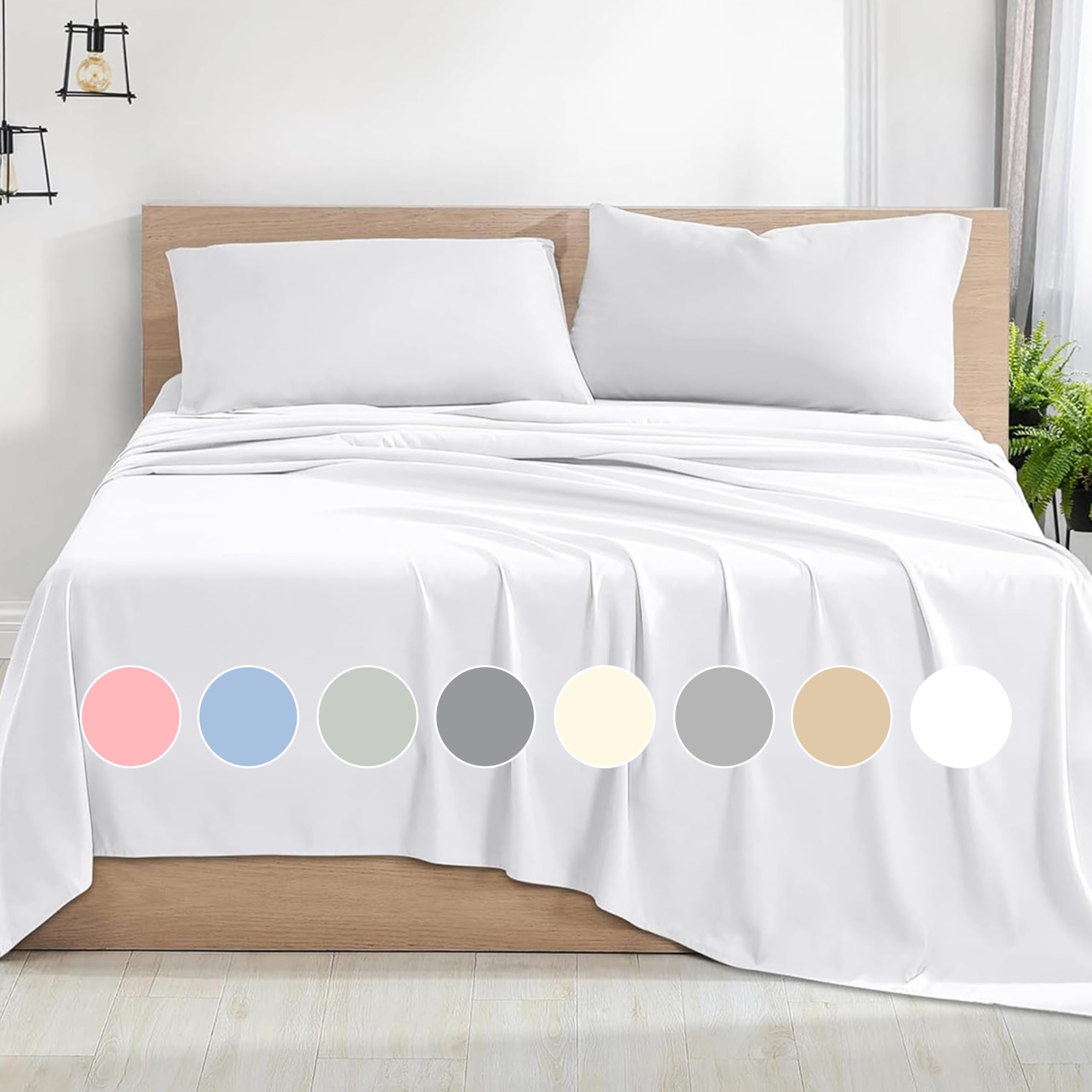Rohi Microfibre Double Flat Sheet White, Comfy Soft & Breathable Flat Bed Sheet