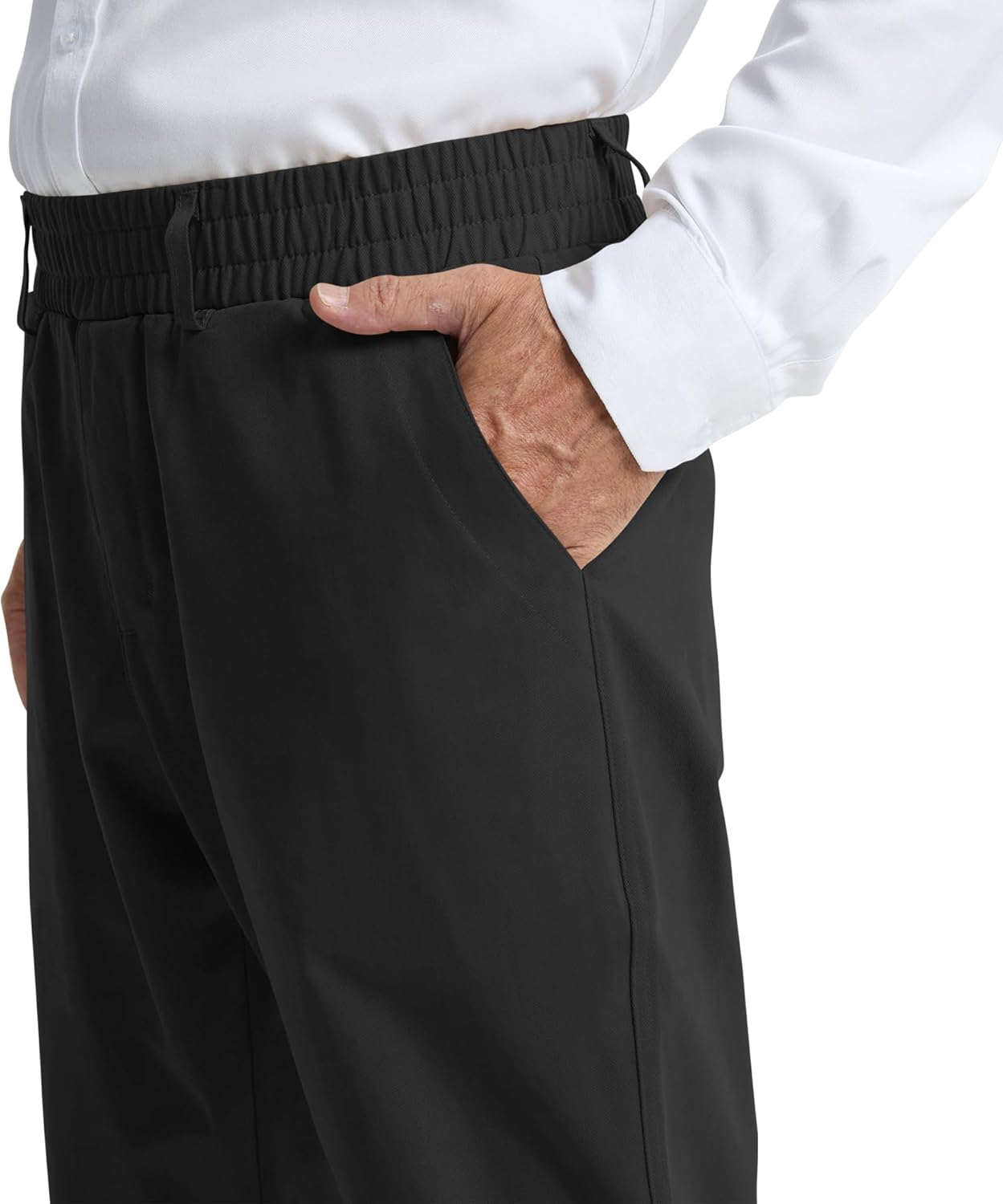 LETAOTAO Mens Elastic Waist Dress Pants - Cotton Twill Stretch Waist Pull On Slacks with Magnetic Button Fly for Seniors - Image 6