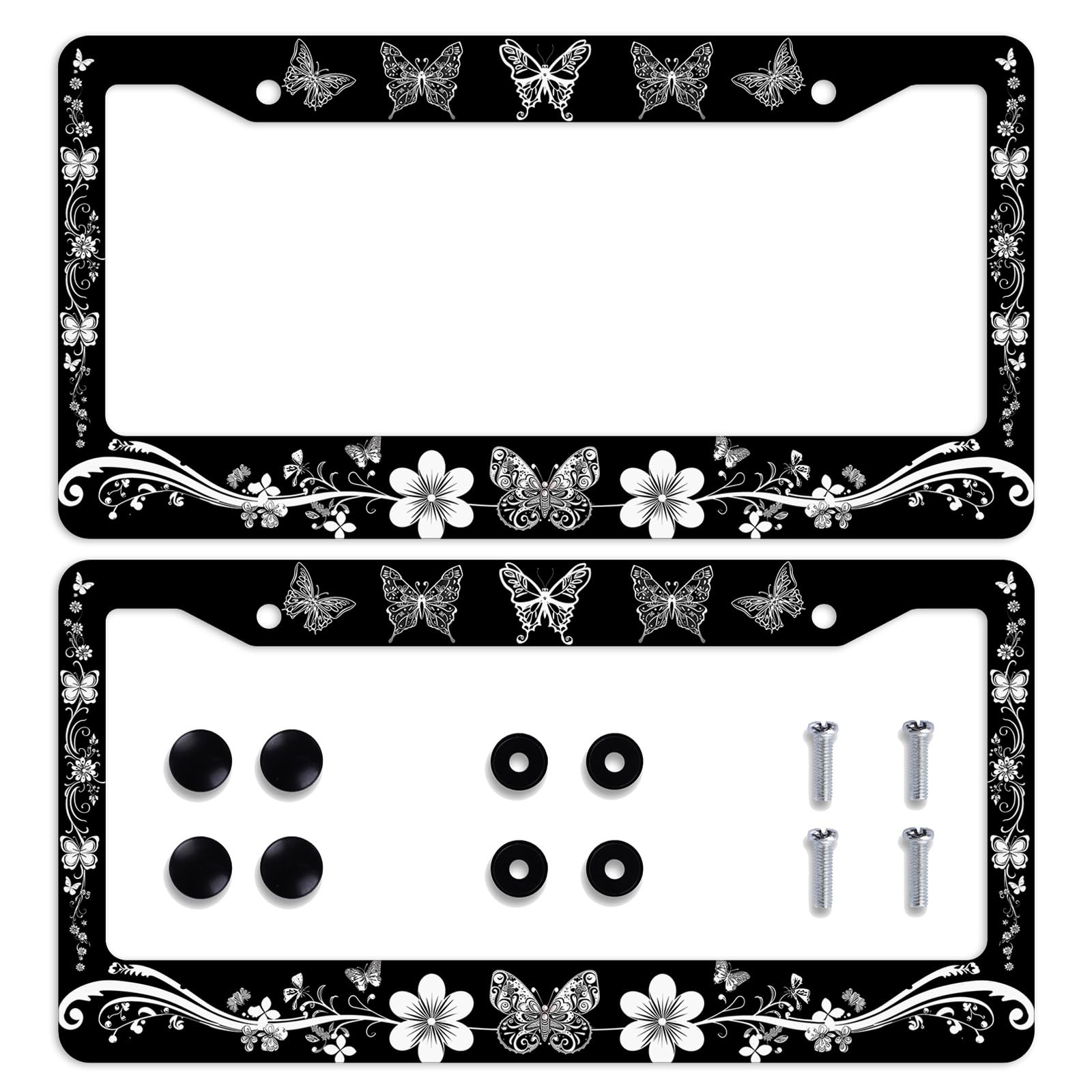 Butterfly License Plate Frame Beautiful Butterflies Flower License Plate Personalise Stainless Steel Metal Car Plates Funny License Plate Frames