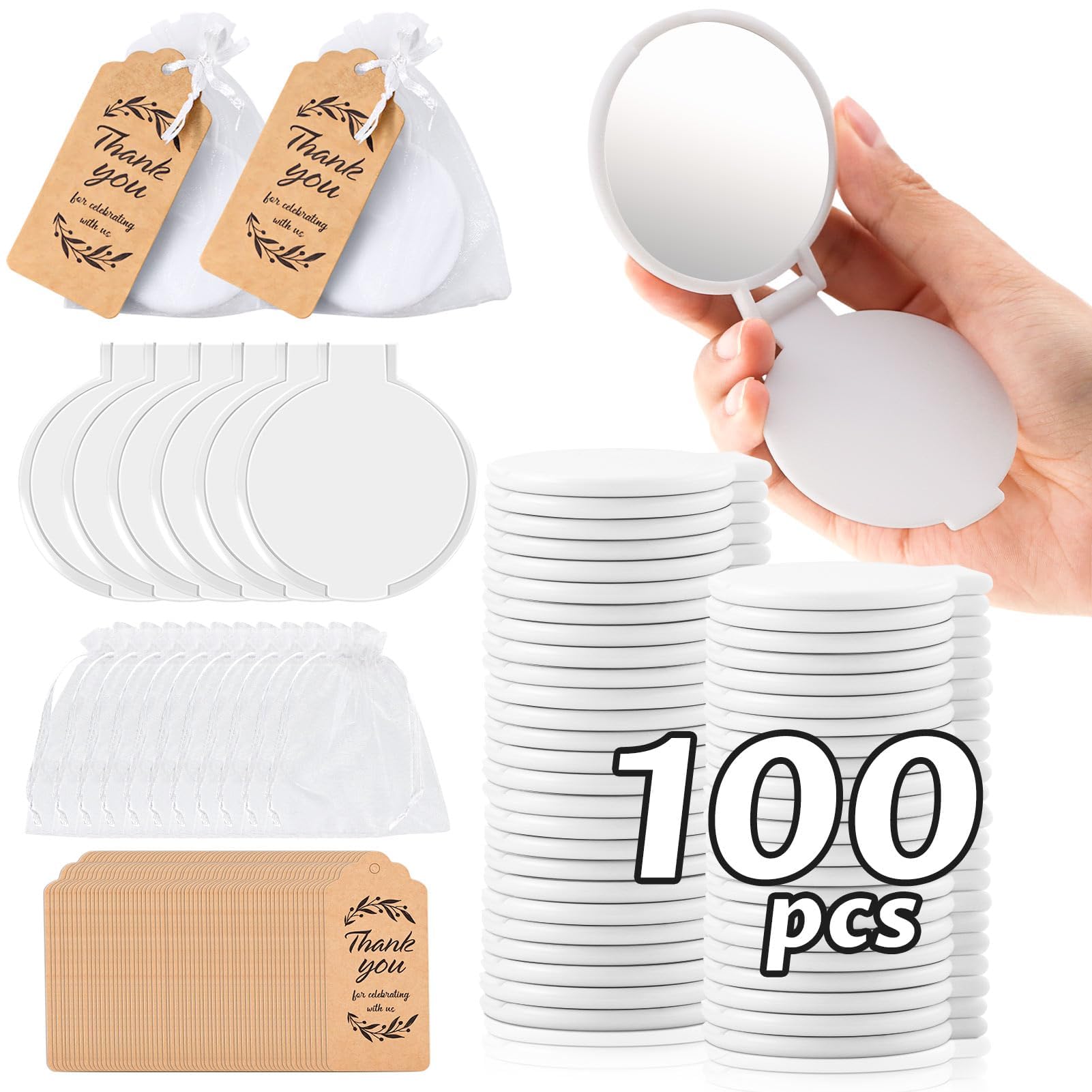 Photo 1 of Easytle 100 Pcs Compact Mirrors Bulk, White