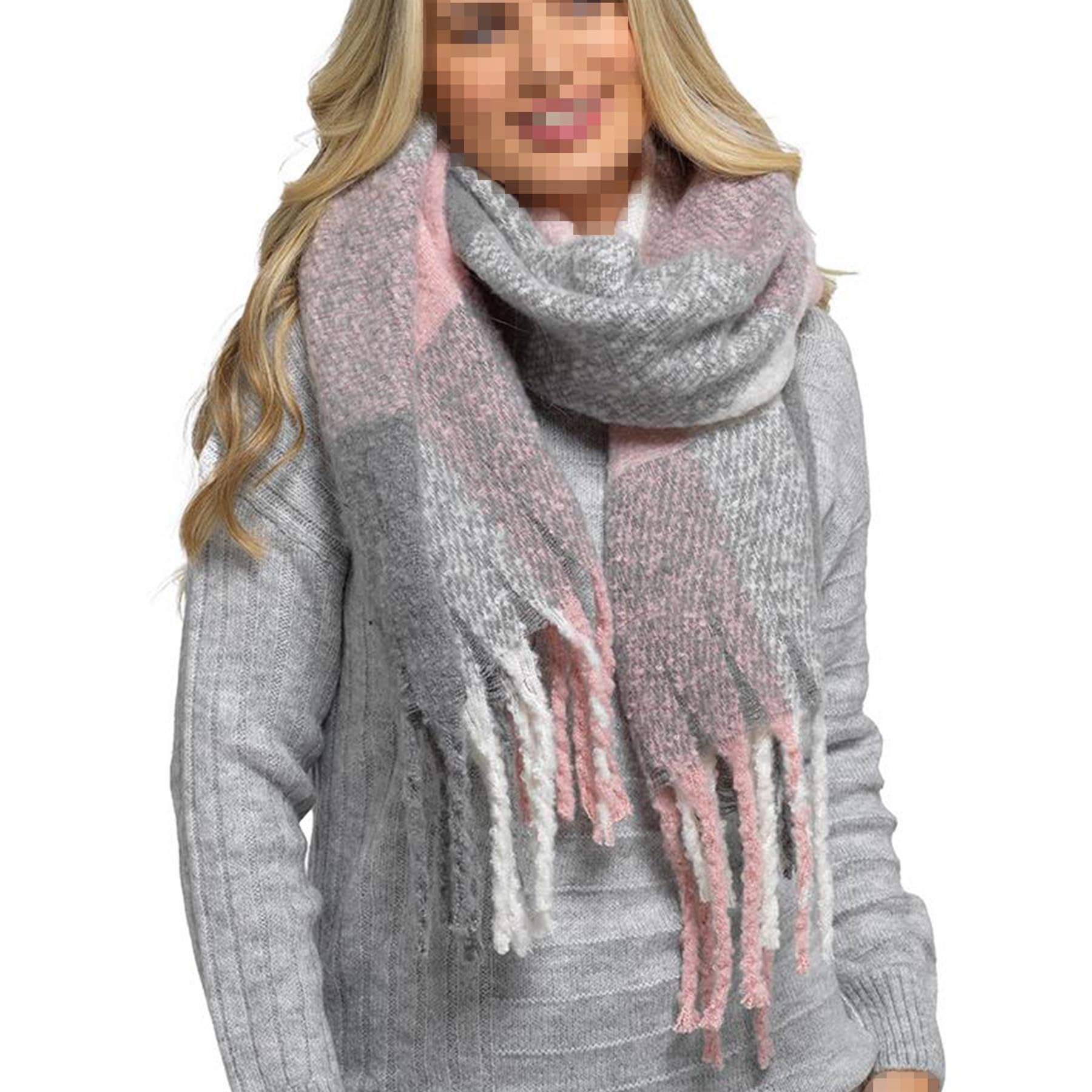 A2z Women's Wide Check Print Buckle Yarn Check Scarf With Tasse Tartan Brushed Blanket Warm Scarves Soft Nice Checked Pattern Knitted Oversized Shawls Featuring With Fringe Cosy Winter Wraps Daily Travel Casual Wear