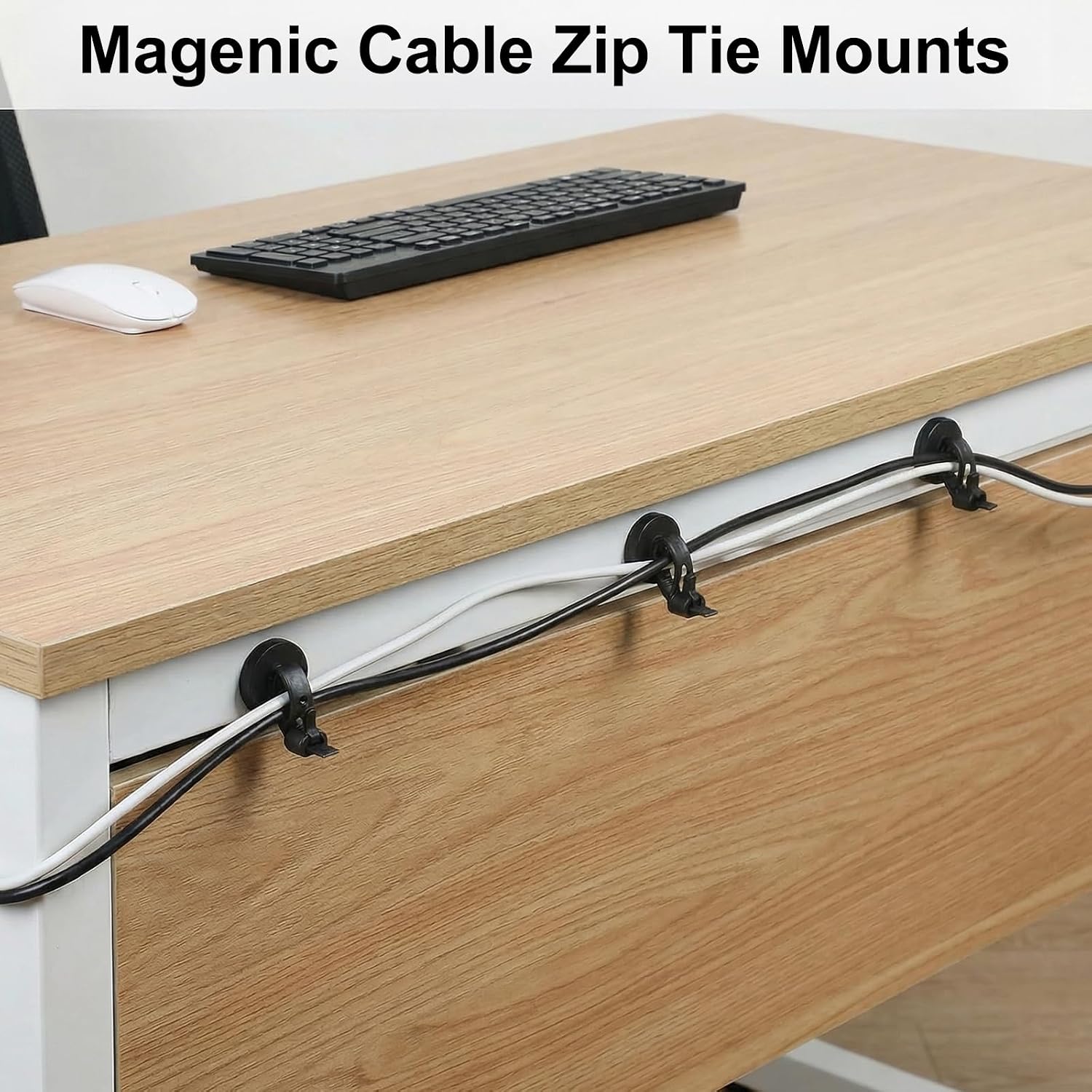 20 Pack Magnetic Zip Tie Mounts, 6 Inch Magnetic Cable Clips Organize and Secure Cable Wires Multipurpose Ties Mount Base for Electrical Wire (Black)