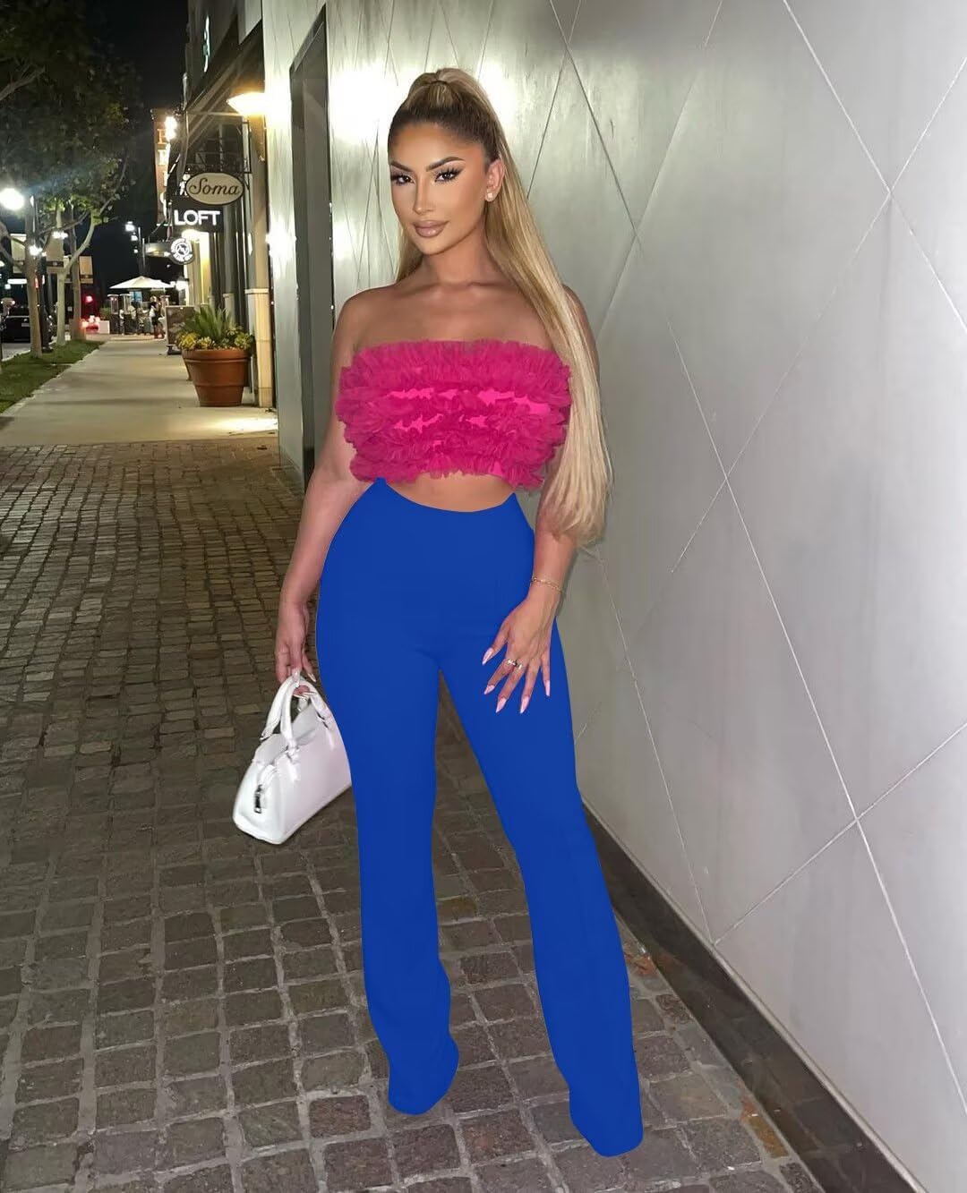 Women Stretchy Straight Leg Dress Pants Comfy Solid Classic High Waisted Wide Leg Long Bootcut Pant Slacks Work Office - Image 5