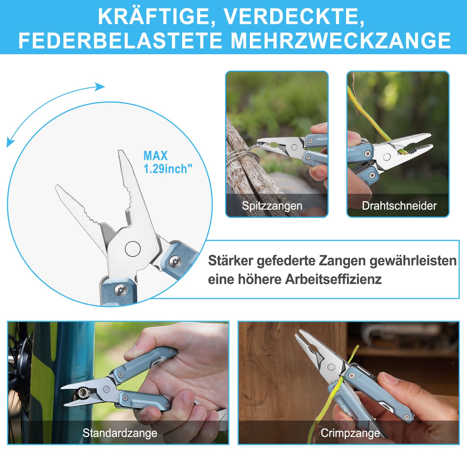 NexTool Multitool, F12 Mini Flagship 13 IN 1 Multitool Gereedschap voor Sleutelhanger met Tandenschaar, Vijl, Veiligheidsvergrendeling, Upgrade 80CrMoV14 Staal voor EDC, Outdoor & DIY, Cadeau voor
