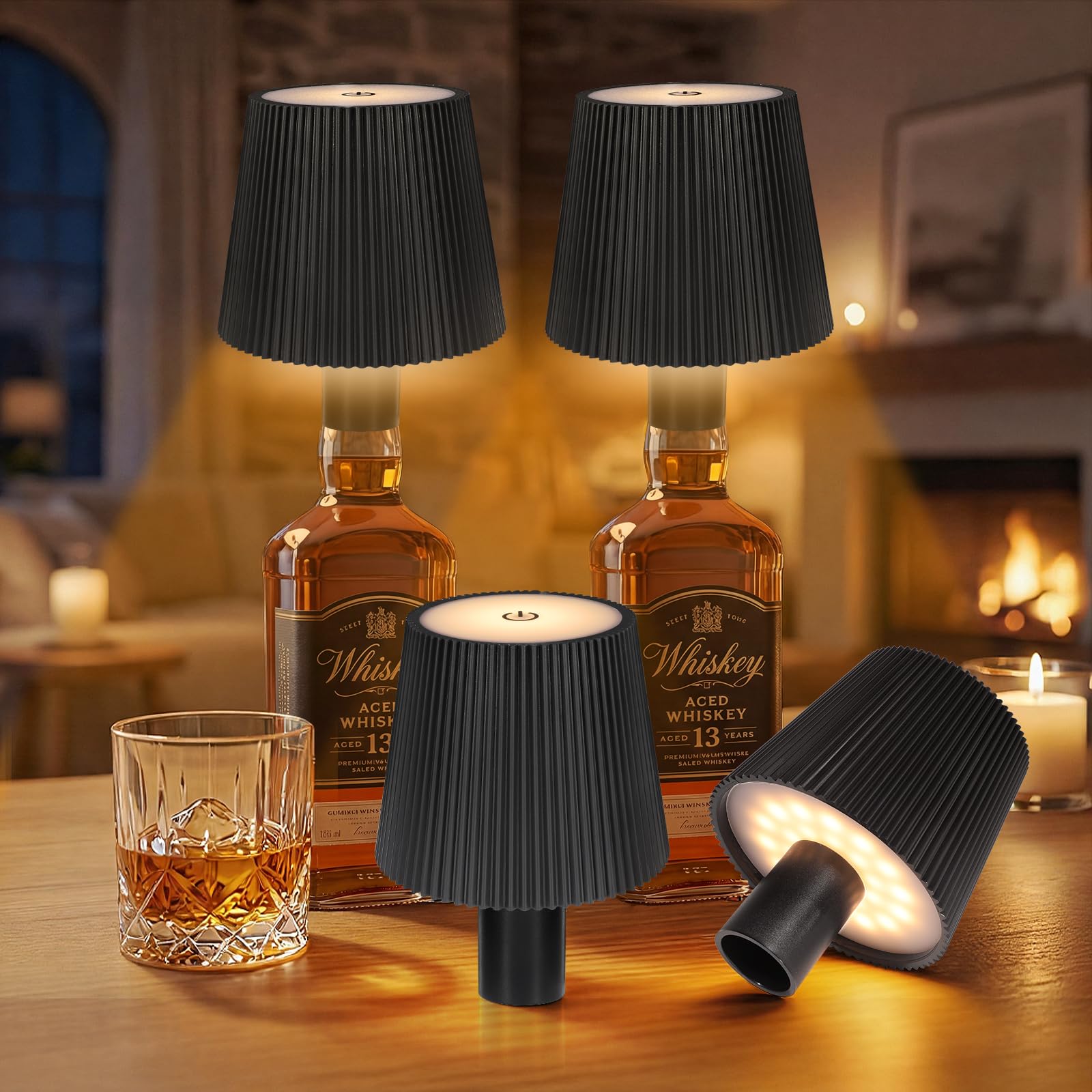 Ketom Flaschenlampe Aufsatz LED Aufladbar, IP54 Wasserdicht Lampenschirm für Flasche, Akku Lampe für Flasche LED USB, 3 Farbtemperaturen, Dimmbare, Touch Control, für Restaurant