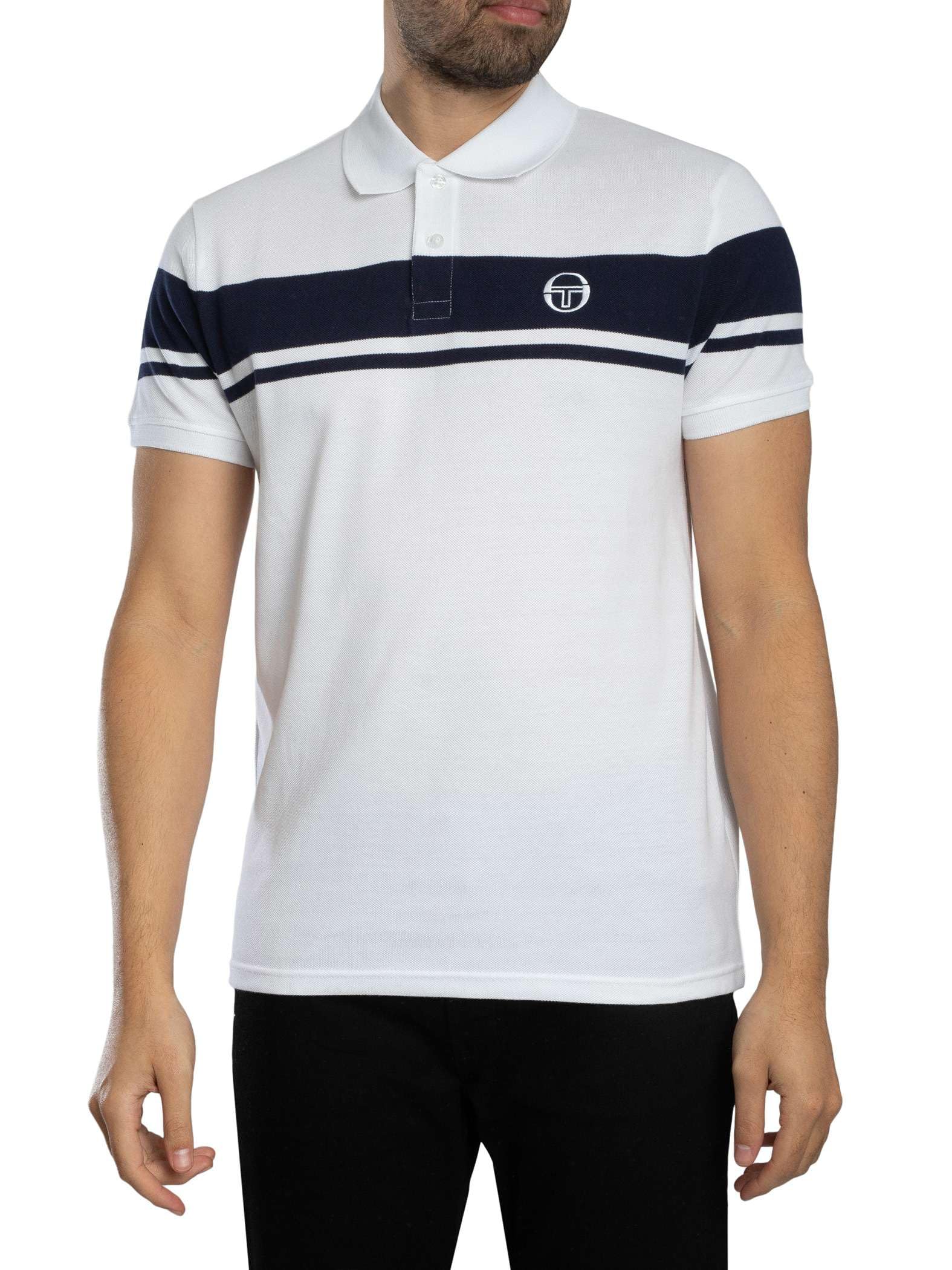 Sergio Tacchini Men's White/Maritime Blue Young Line Polo Shirt