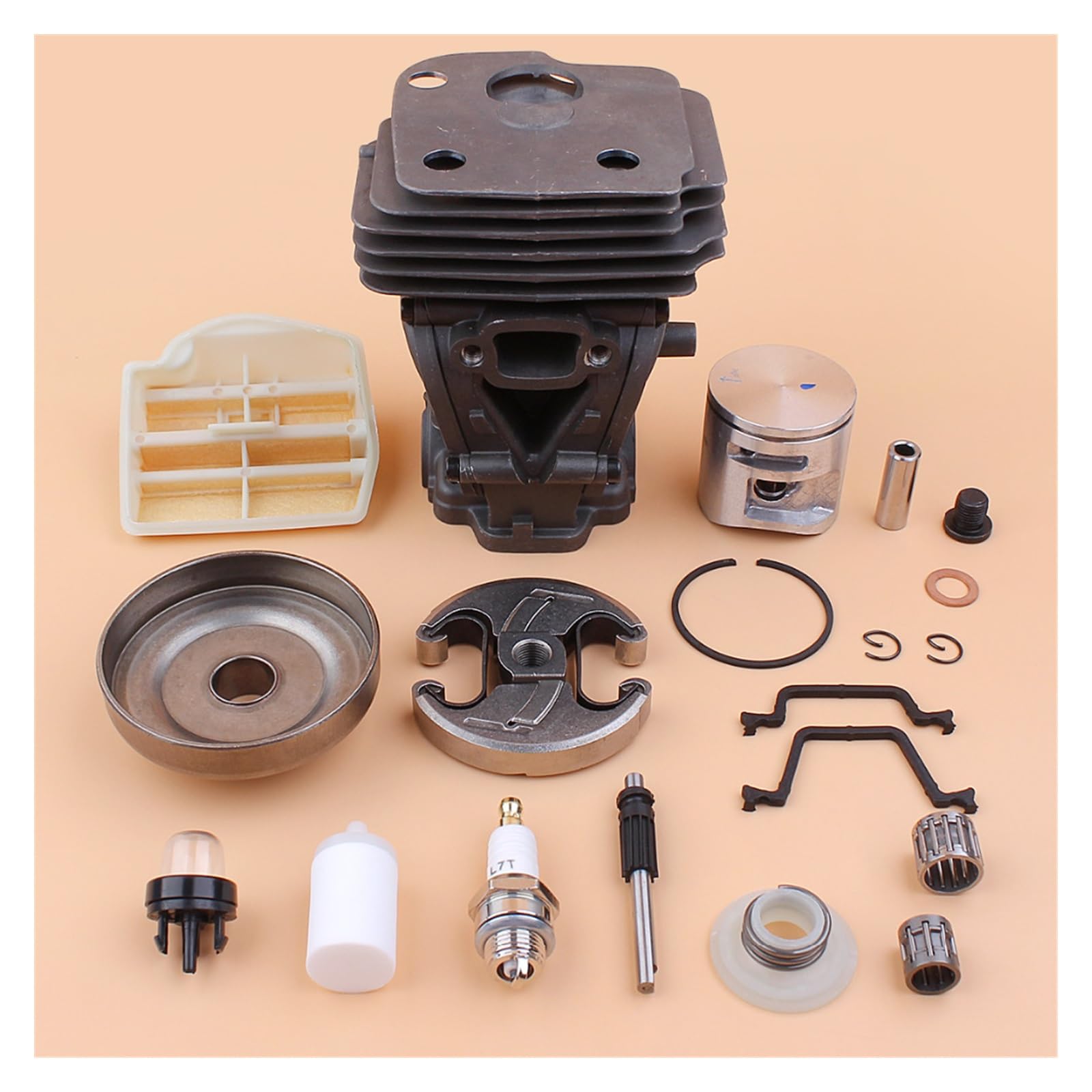 1 Juego de bomba de aceite de filtro de aire de tambor de embrague de pistón de cilindro de 44mm for Husqvarna 450 445 E piezas de Motor de motosierra de gasolina