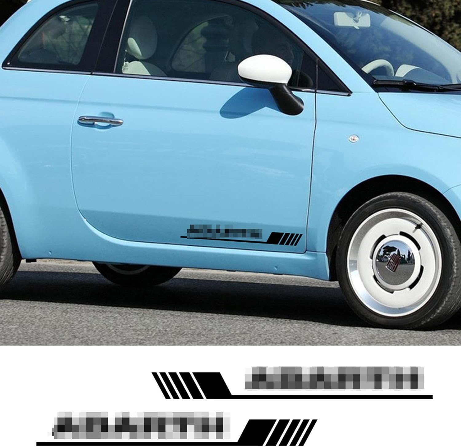 Autoaufkleber Für FIAT 500 | Türseitenaufkleber-Set | Wasserdichtes PVC-Vinyl