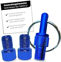 HiLo sports Fahrradventil Adapter Set [Mit Schlüsselanhänger] - 3 STK Ventil Adapter aus Aluminium - Bunte Ventiladapter für das Fahrrad mit Anleitung