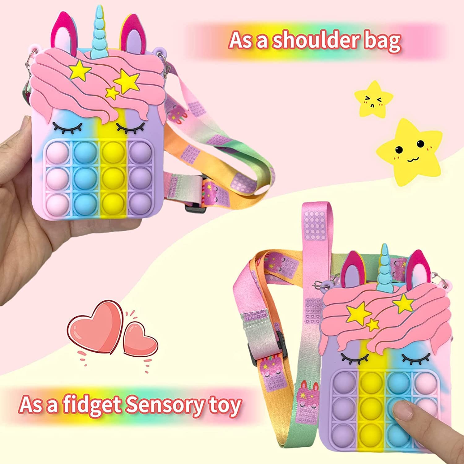 2 Pack Pop Shoulder Bag for Girls and Women,Big Pop it Purse Bags,Pop