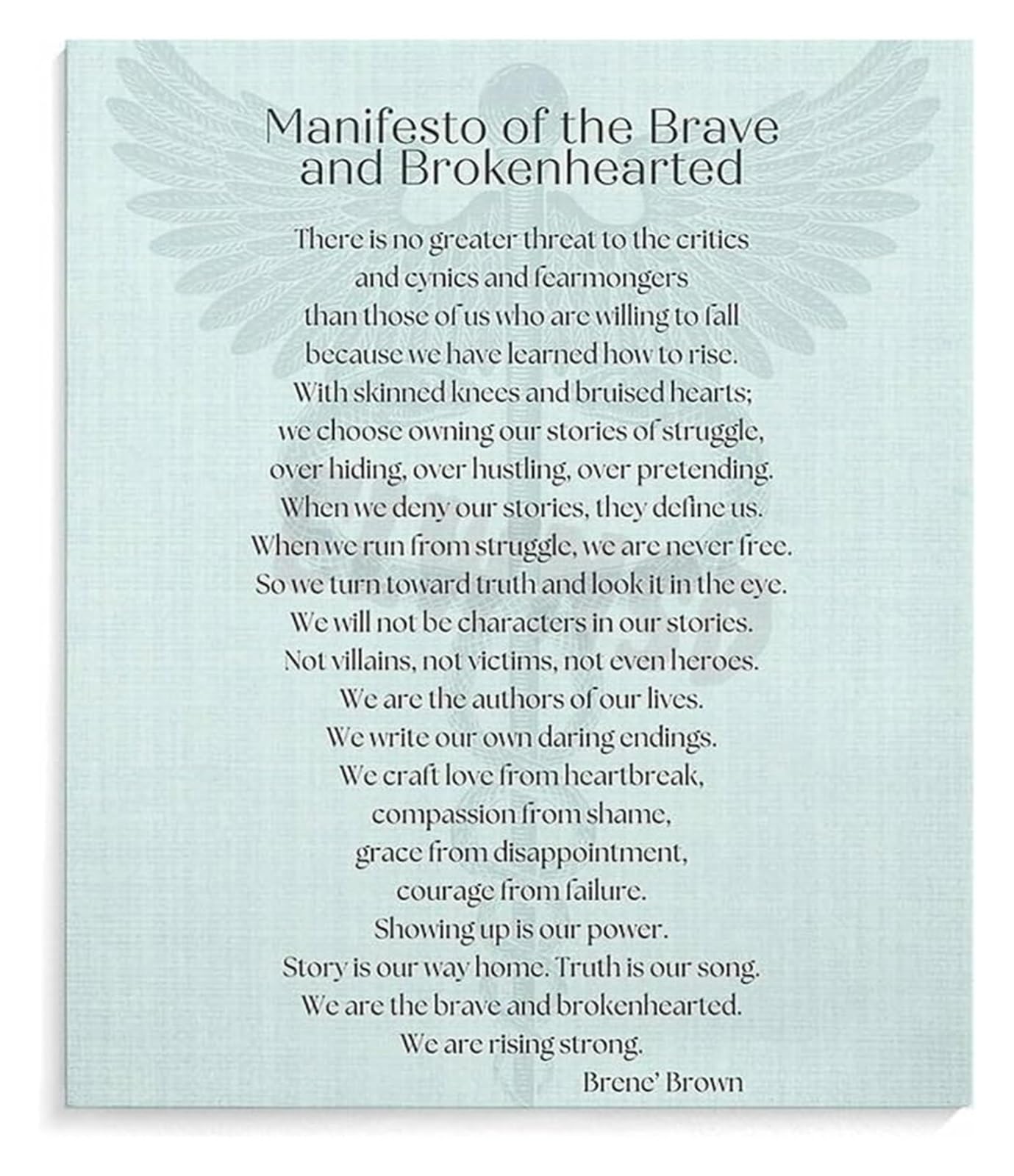 EKFBQBGW Courage and Vulnerability Inspirational Canvas Wall-Art for Office Space Emotional Strength Decor Framed,16x24inch(40x60cm)