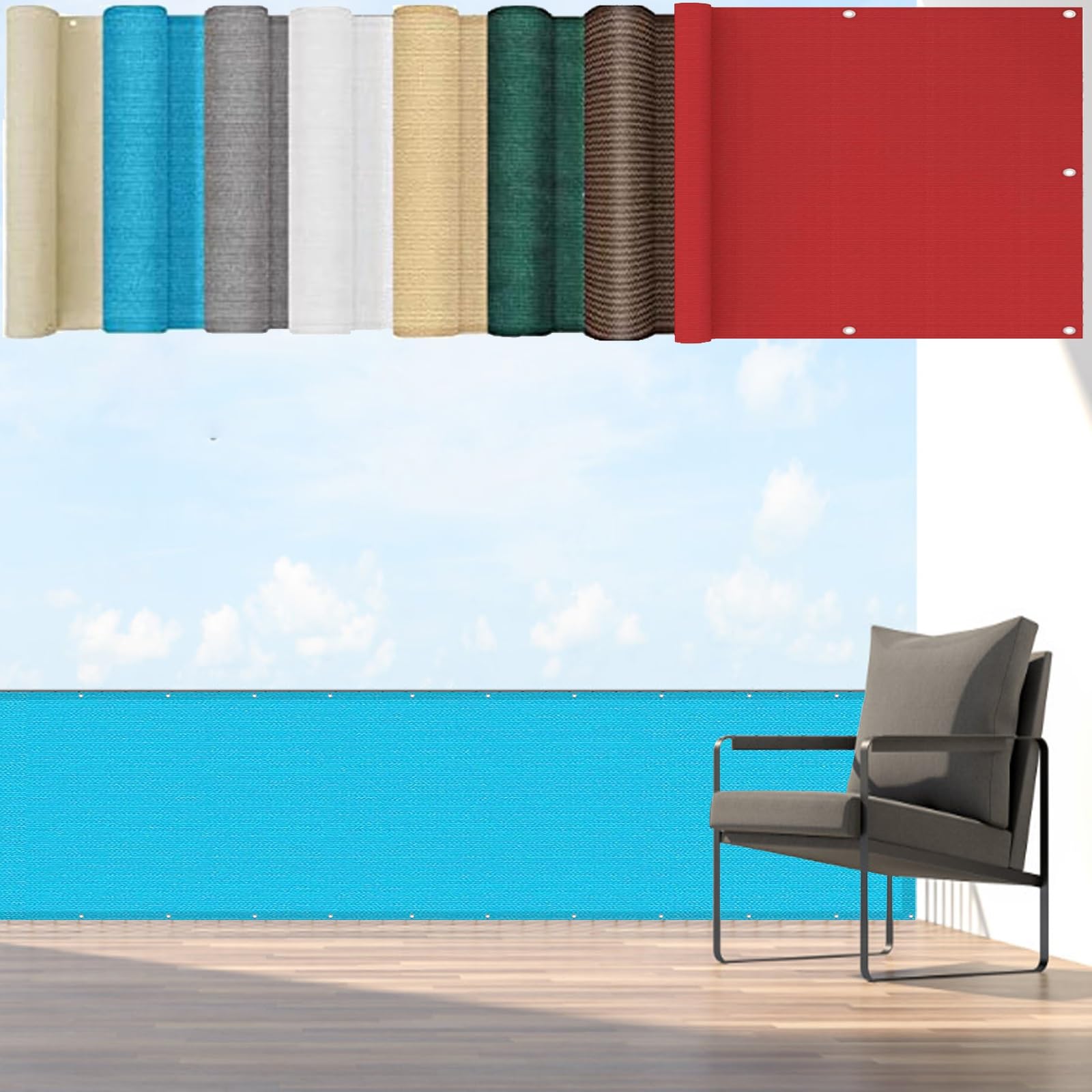Brise vue jardin 85x600 cm en HDPE bleu ciel pour terrasse et balcon
