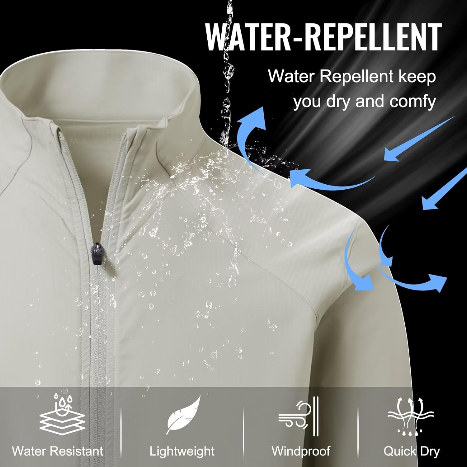M MAELREG Men's Track Jackets Lightweight Full Zip Water Resistant Running Athletic Golf Jacket Quick Dry Casual Outwear - Image 4