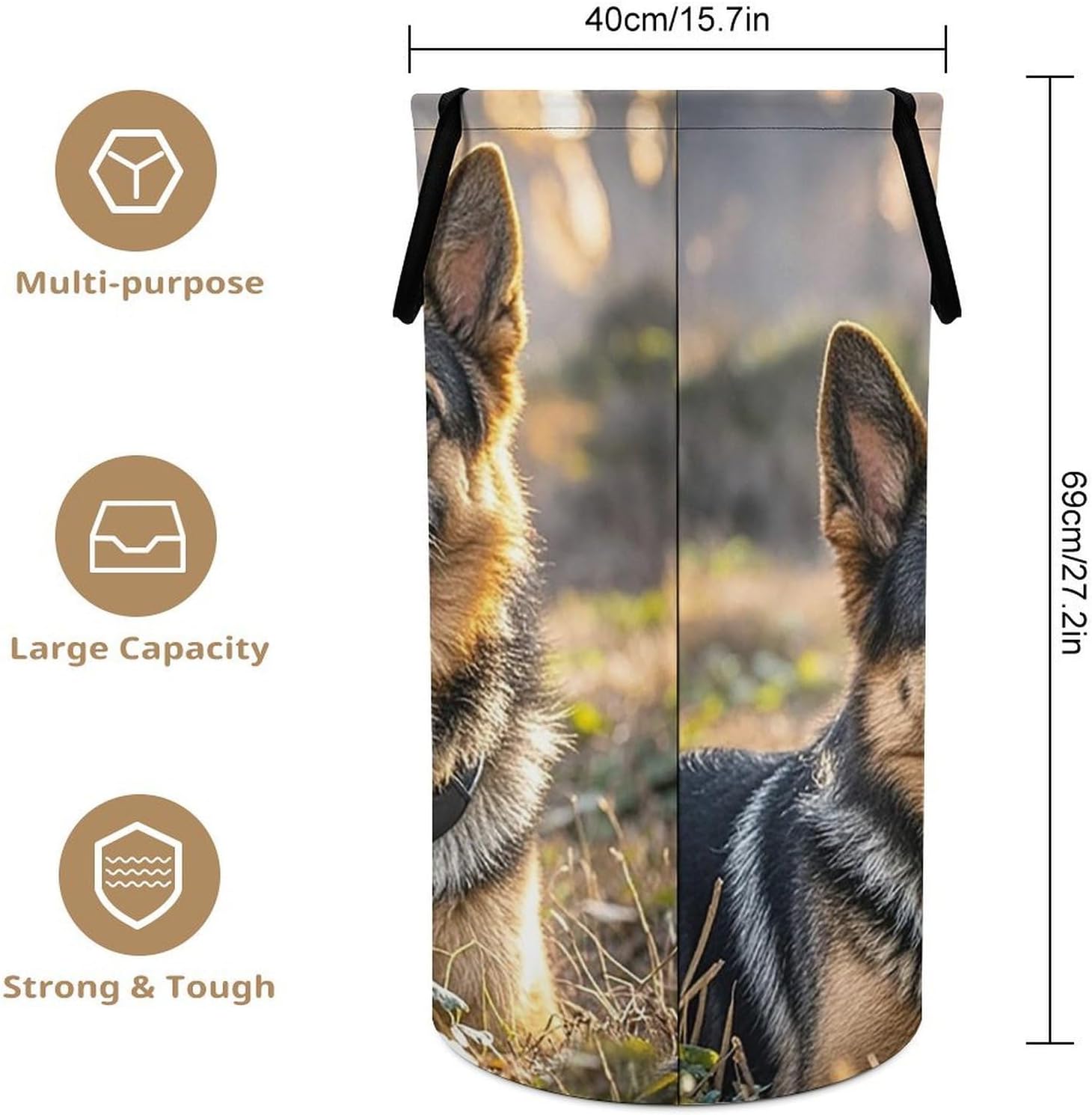 German Shepherd Dog Lovers Laundry Hamper Foldable Clothes Storage Basket Fashion Clothes Hampers with Handles Waterproof Large Dirty Laundry Hamper for Bathroom Bedroom