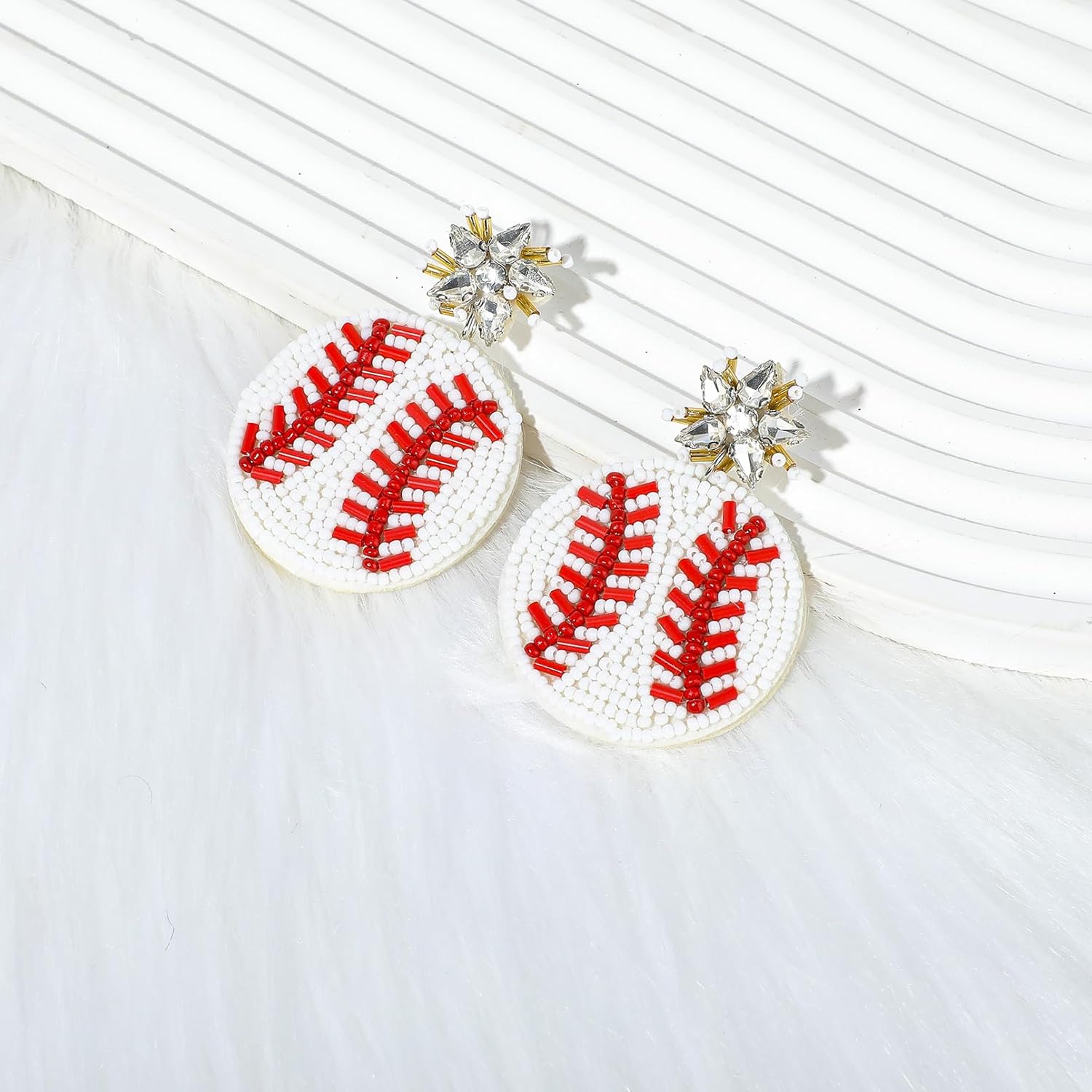 Baseball Earrings for Women, Beaded Baseball Basketball Softball Soccer Earrings for Game Day, Sports Fans, Drop Dangle Earring Holiday Party Game Jewelry Gifts - Image 5