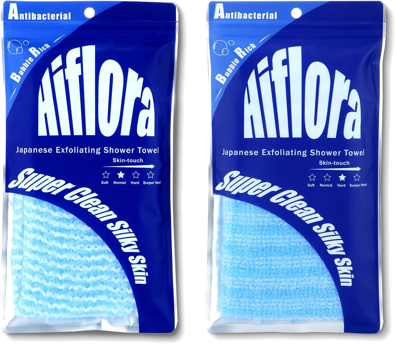 2 Pack Back Exfoliator for Shower and Dead Skin Removal, Exfoliating Body Scrubber for Smooth Skin Japan Washcloth for Shower & Bath, Versatile Body Scrub Towel, Medium&Hard