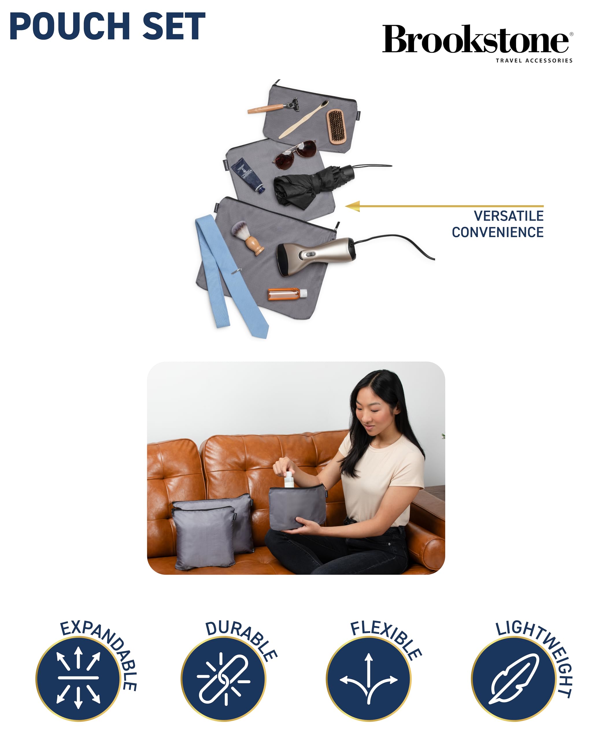 Amazon.com | Brookstone Travel Pouche Set - 3 Piece Flexible and