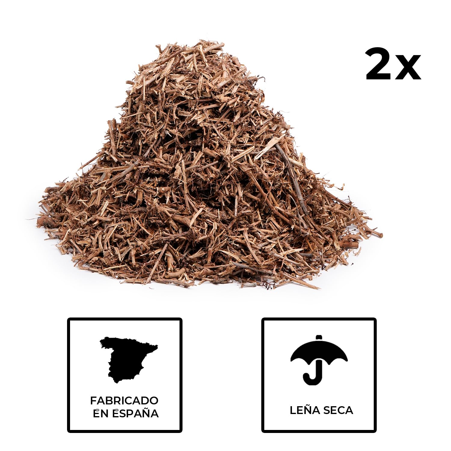 2x20L Sarmiento de Vid Trozeado. Ideal Barbacoas, Arroces, Paellas, Calçots o Chuletitas de Cordero. Hecho en España. Leña de Endendido Rápido. 100% Natural sin aditivos