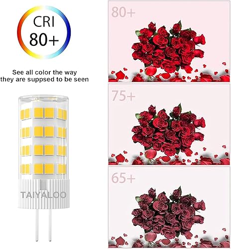 Vista 26 de TAIYALOO Bombillas LED G4 de 5 W T3 40 W de repuesto halógeno de 12 V CA/CC JC base bi-pin para iluminación de paisaje al aire libre, cubierta, Luz