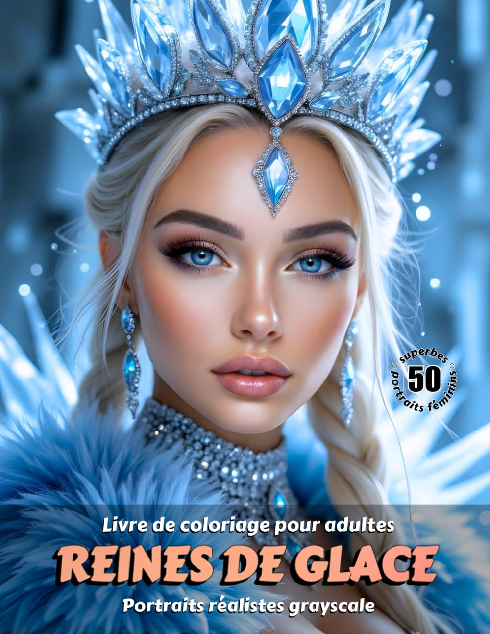 REINES DE GLACE – Livre de coloriage pour adultes | Portraits réalistes grayscale (en niveaux de gris) | Superbes portraits féminins à colorier: Édition française (Aventures colorées)