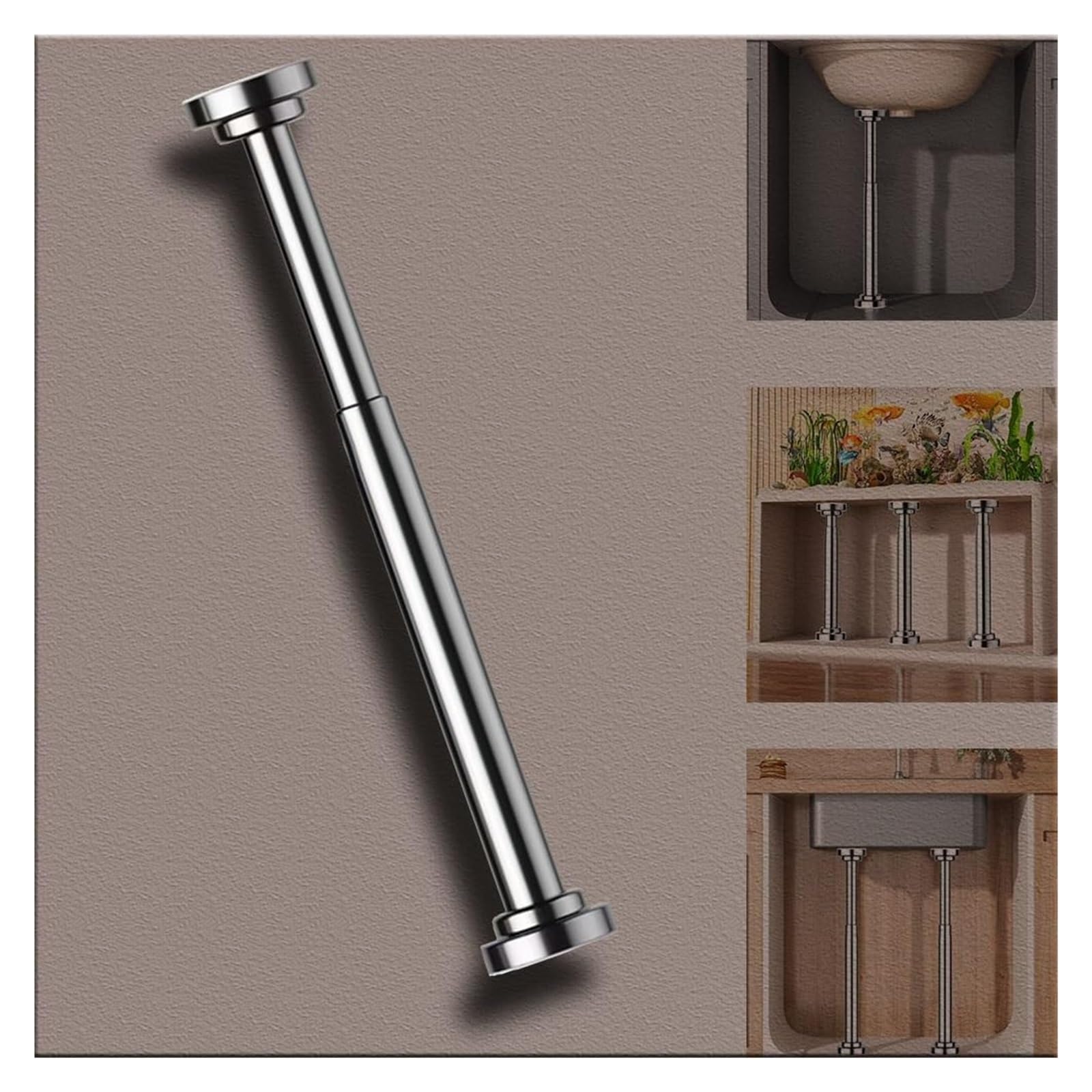 DHetyE Sink support legs Undermount Basin Support Poles AdjustableDrill Free For Kitchen Bathroom Sofa Curtain Rod(Height 40 70 cm(15.7" 27.6"))