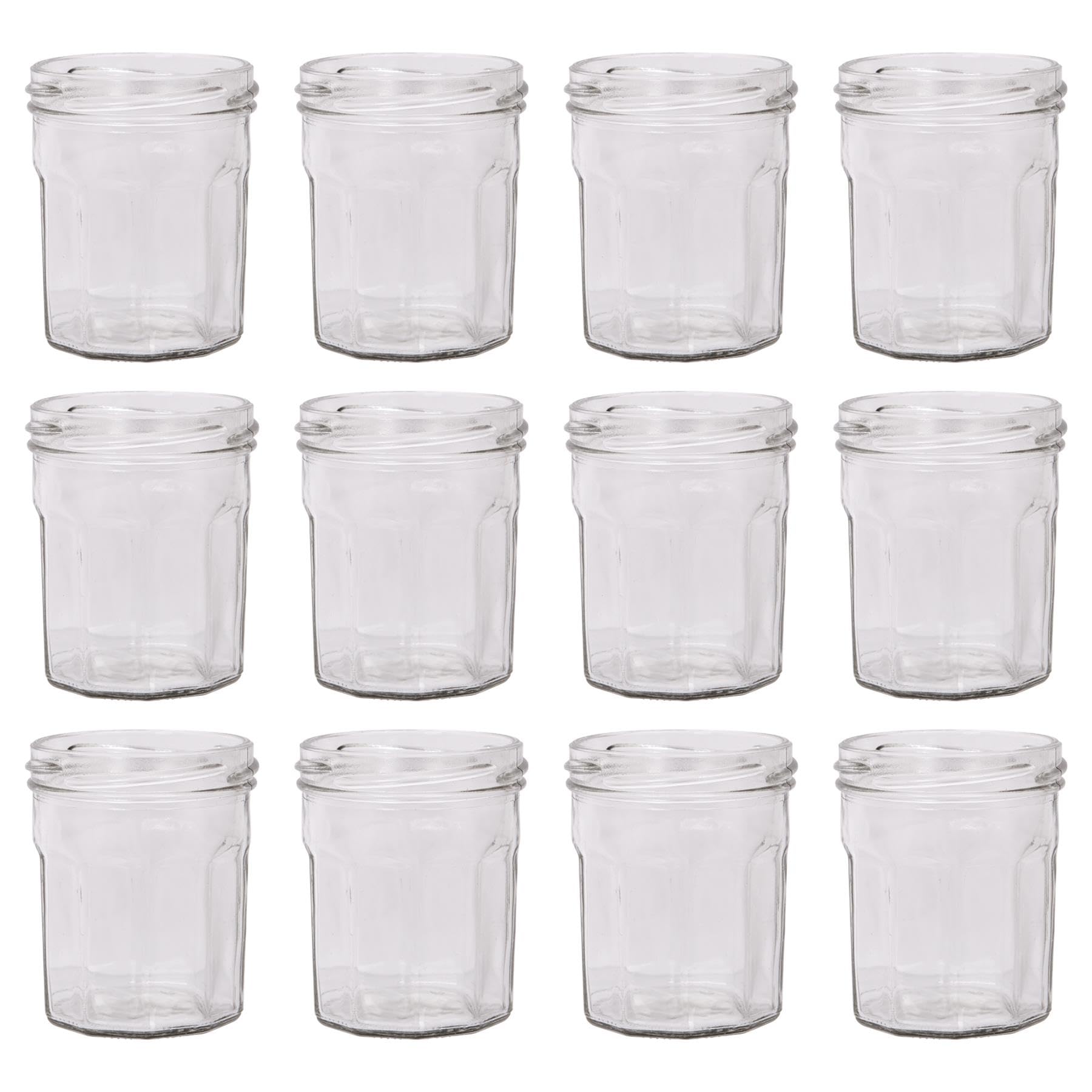 Argon Tableware No Lid Glass Jam Jars - 150Ml - Pack Of 12 - Empty Screw Top Kitchen Storage Jar For Food, Honey, Spice, Pickling, Preserving, Candle Making