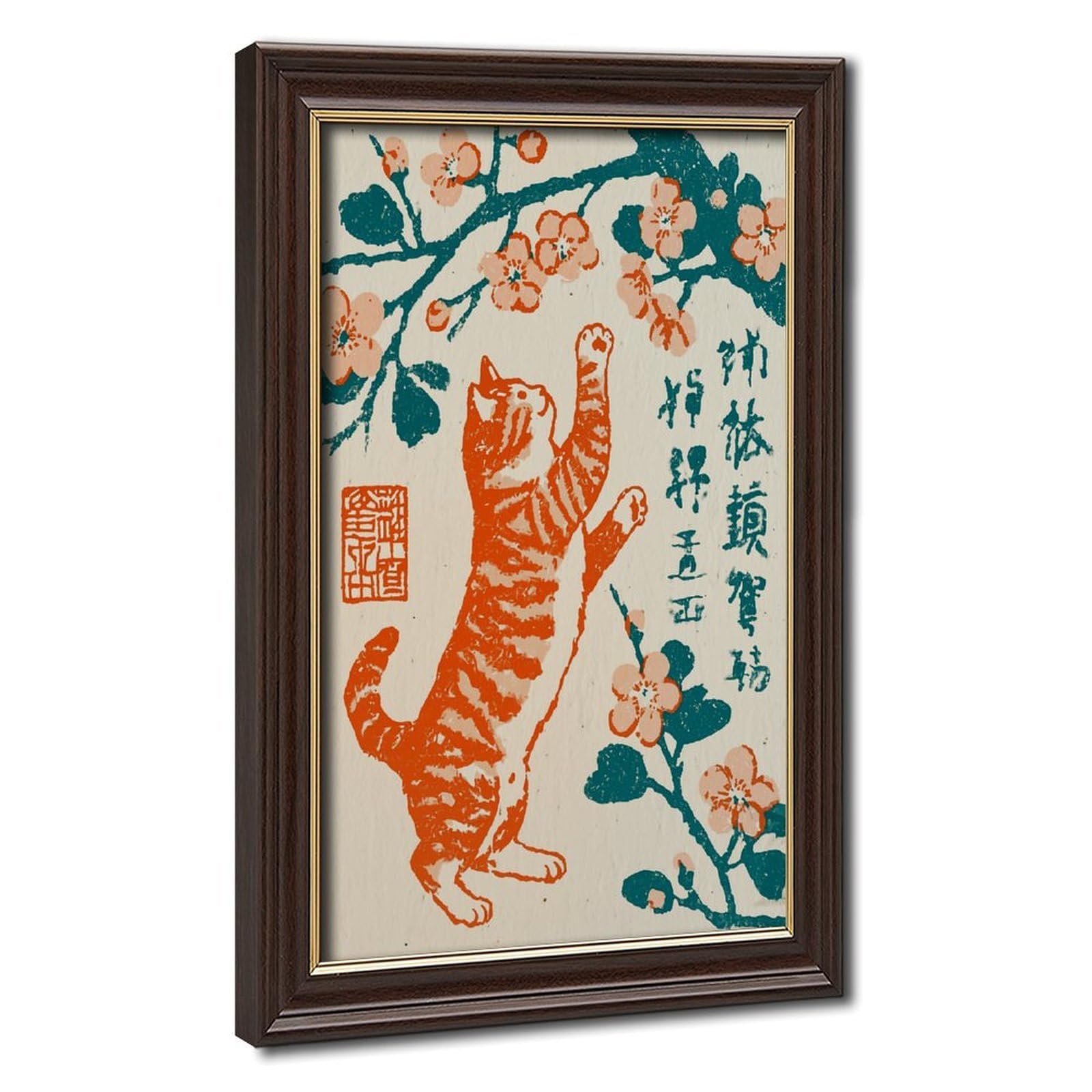 AYINUER Cat Reaching For Blossoms Poster Canvas Poster for Home Decor Gift