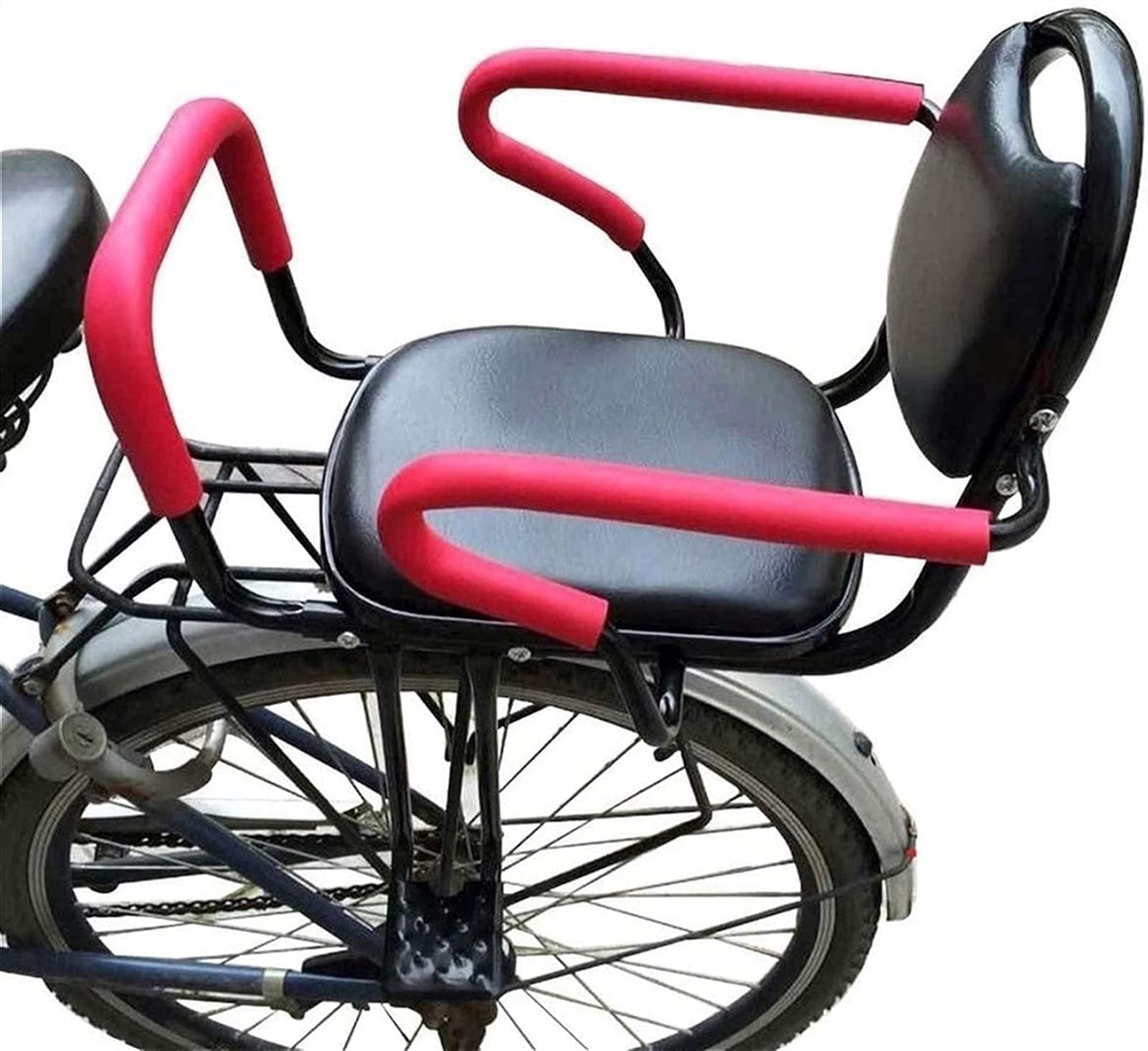 MFFACAI Bicycle Seat, Load-Bearing 110lbs Baby Bicycle Seat Behind Mounted Child Bike Seat Kids Saddle Carrier Seat Cushion with Foldable Foot Pedal, Bike Carrier Great for Adult Bike Attachment