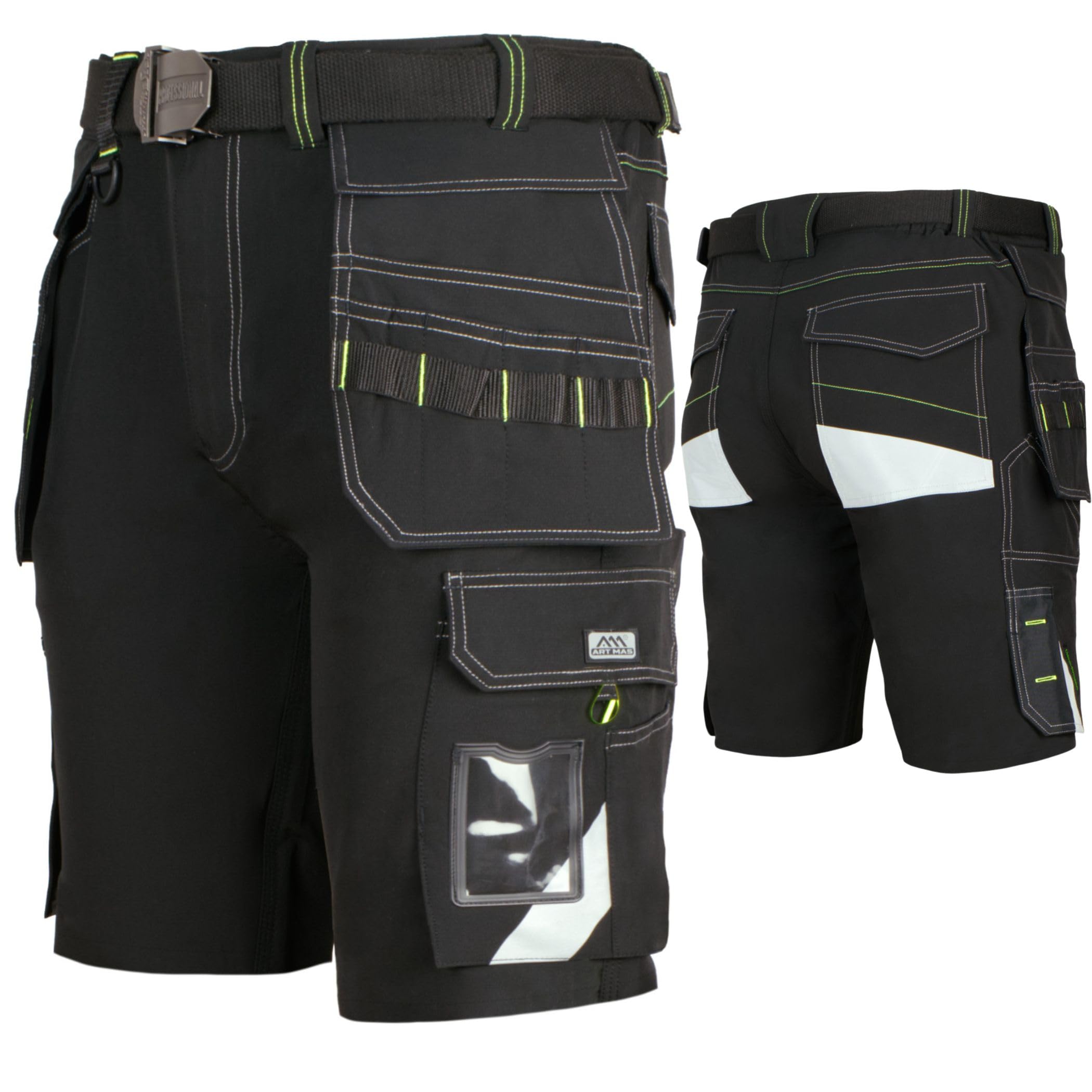 Art.Master Arbeitsshorts X-Specialist 4 Wege Stretch - robuste Kurze Hose Herren mit 10 Taschen und Stretchbund Bequeme Arbeitskleidung Männer - Berufskleidung für Handwerk BAU Garten Industrie Lager