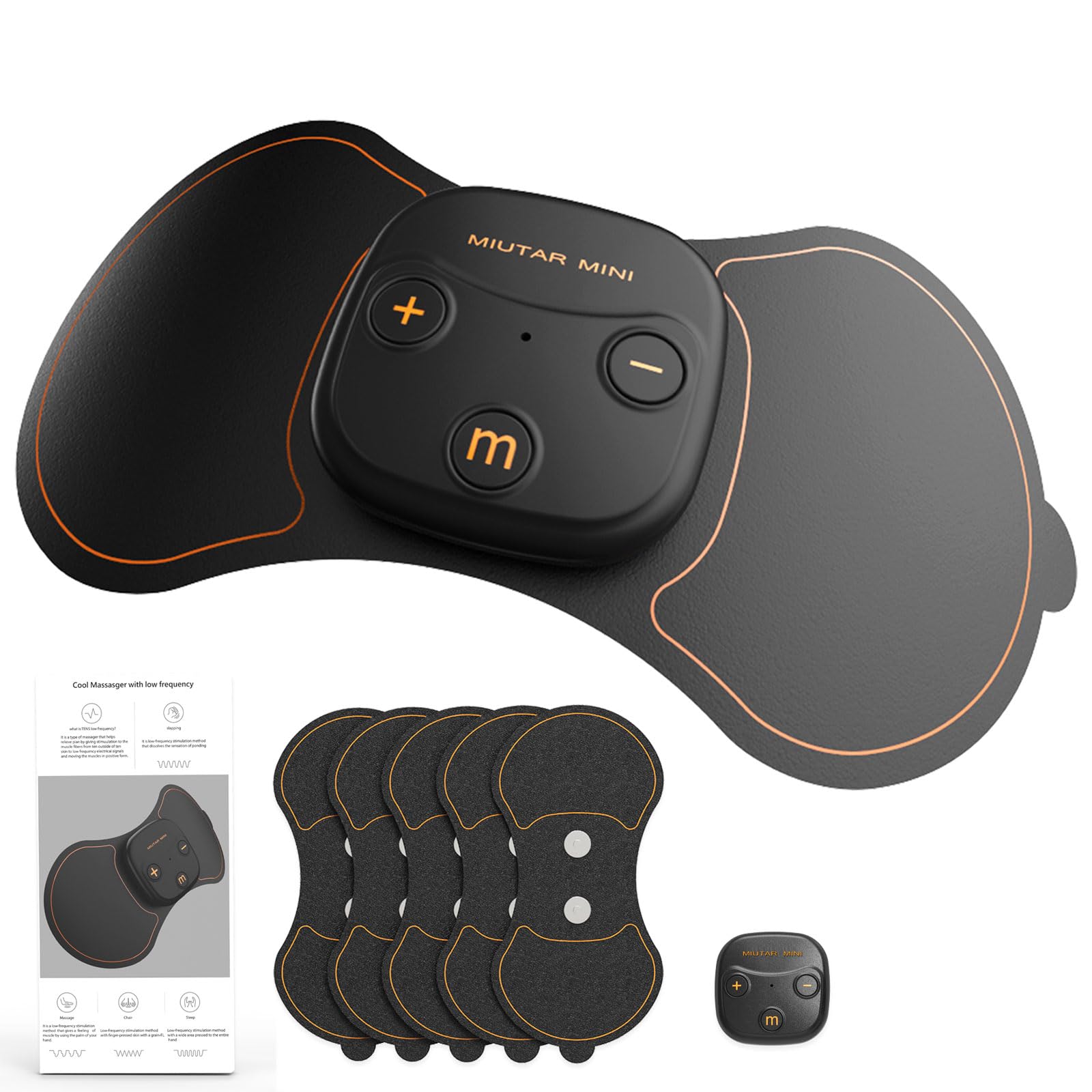 Electrostimulateur musculaire,TENS sans fil – USB-C rechargeable, 5 électrodes en gel + pochette – Soulagement naturel des douleurs dos, cou, épaules, bras, jambes