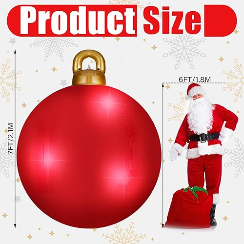 Miniatura 2 de Jetec Bolas de Navidad inflables gigantes de PVC de 7 pies, adornos inflables gigantes para exteriores, decoraciones de bolas de soplado de Navidad