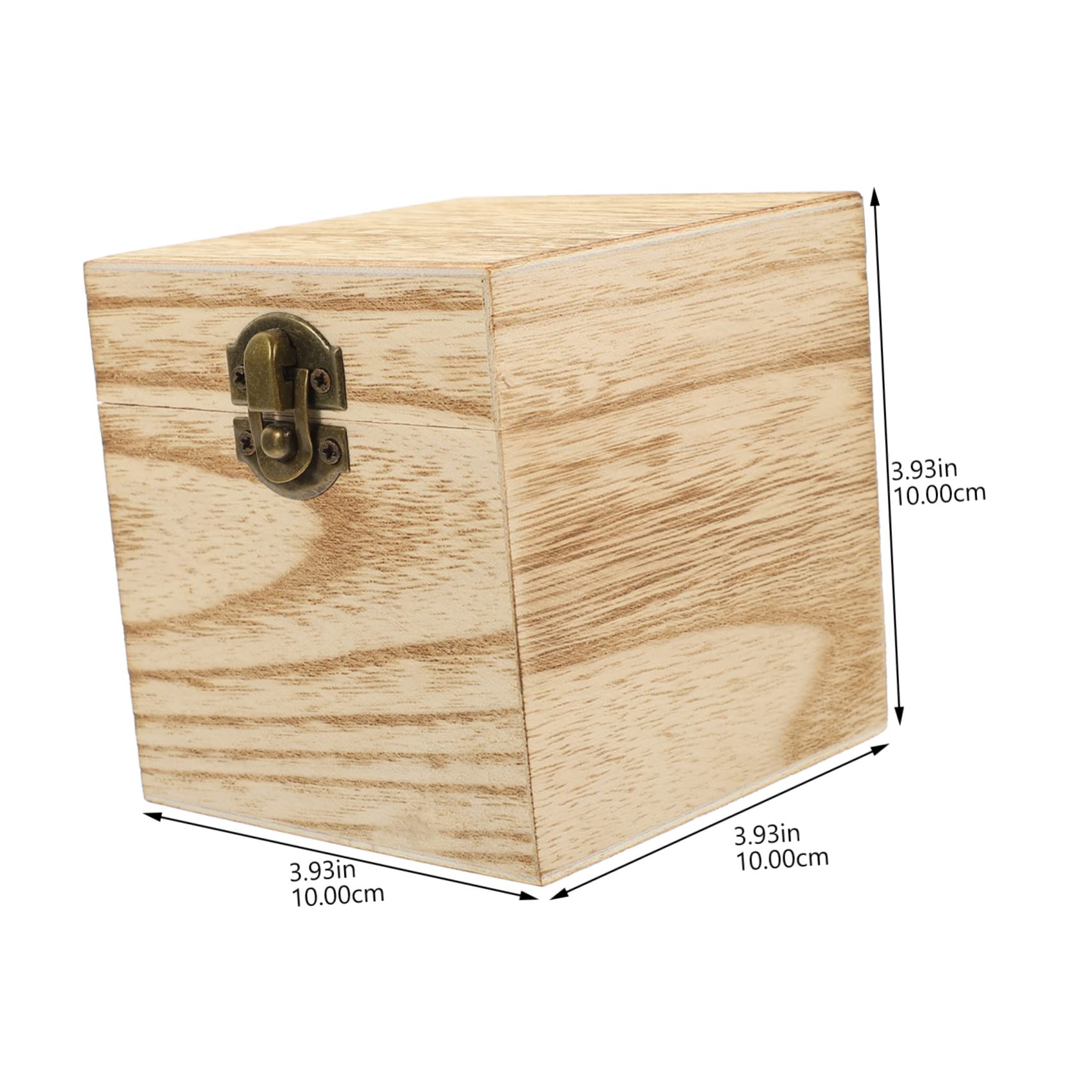Quadratische Holzkisten Dekorative Aufbewahrungsboxen 4 Stück in Beige mit Scharnierdeckel und Vorderem Schloss für Schmuck und Erinnerungen