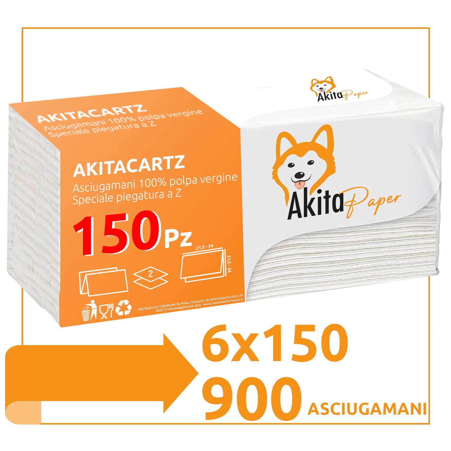 Asciugamani Monouso AkitaINK 900 Pezzi - Carta 24x24cm Piegata A Z, Made In Italy - Foto 12