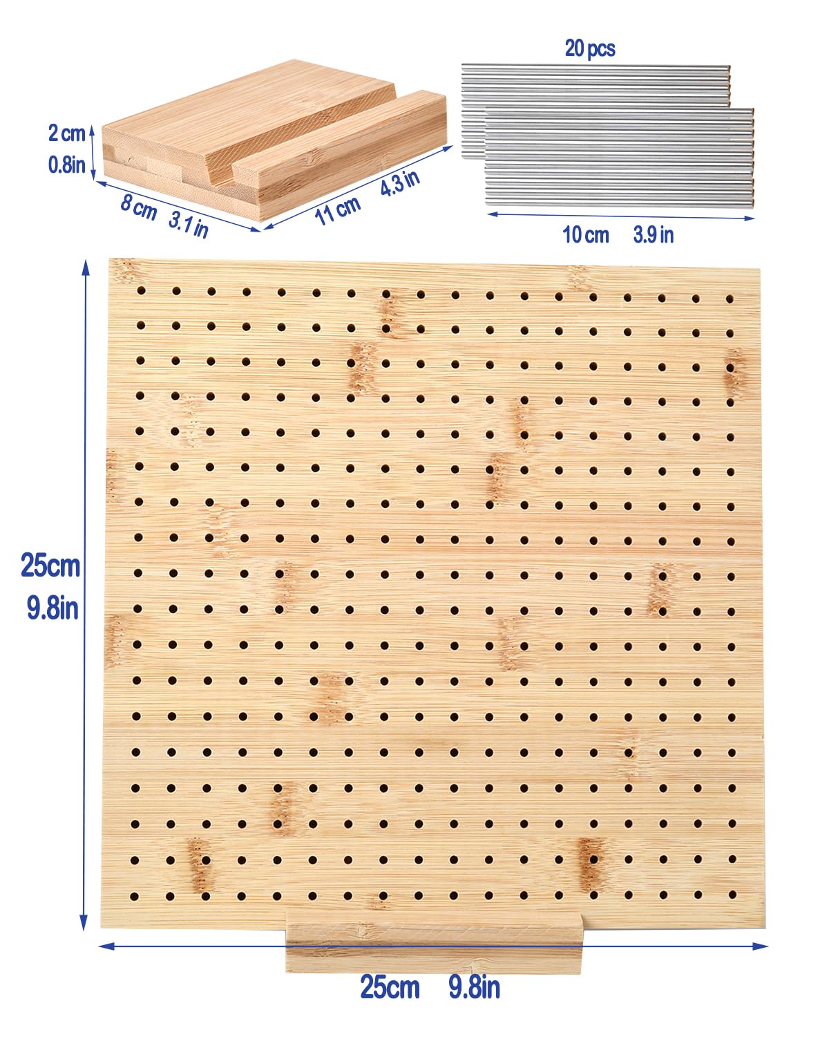 Tavola Per Bloccare Granny Square All'Uncinetto - 25x25cm In Legno Con 20 Aghi In Acciaio - Foto 10