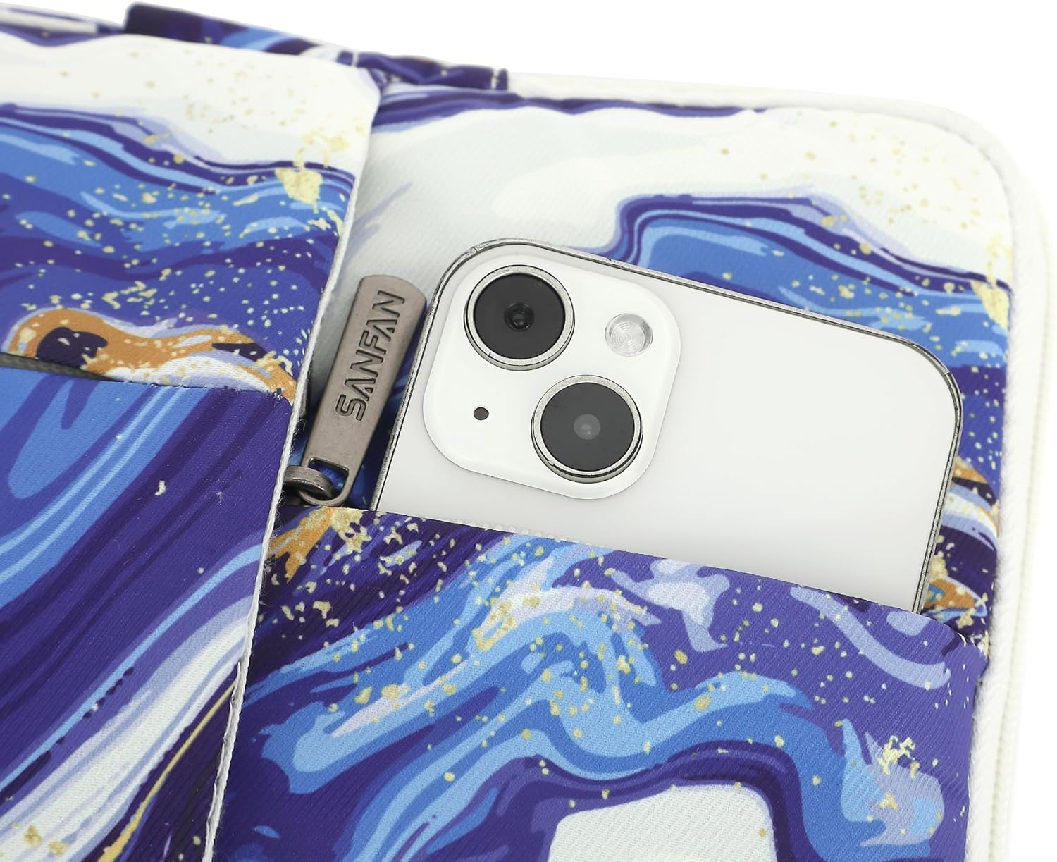 360° Protective 3 Pockets Laptop Sleeve Case Bag with Handle for MacBook Air 15 inch,MacBook Pro 16 inch and 15.6 inch Screen Laptop (Blue Marble) - Image 6