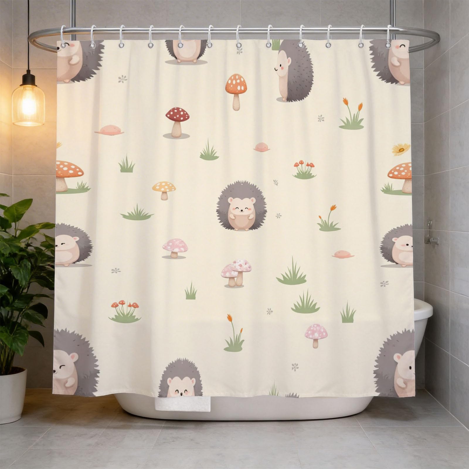 Hongduo 3D Cute Hedgehog Shower Curtain for Stalls Bathtubs Cartoon Bathroom Decor Shower Curtain Set Polyester Fabric Waterproof 120x180cm/48X71 Inch with Hooks
