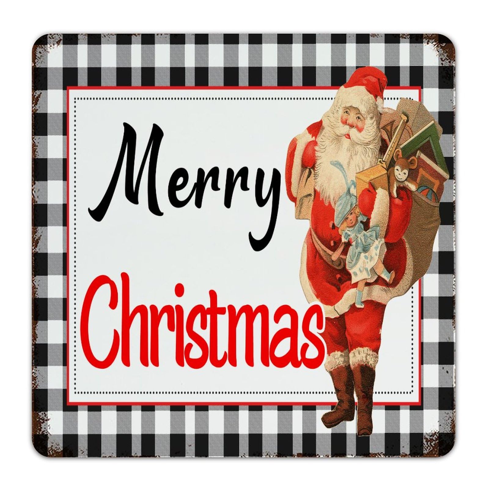 Targa in metallo con scritta Merry Christmas, 30,5 x 30,5 cm