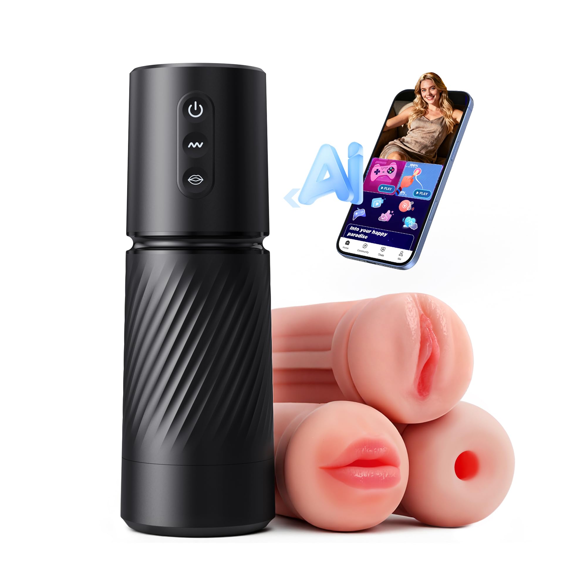 Tauara Masturbieren für Männer Masturbator AI-Interaktion, 3 Hülle Sex Spielzeug für die Männer, Taschenmuschi Sexspielzeug mit 10 Dual-Vibrations 10 Saugen, APP Masturbatoren Vibratorensets Sex Toys
