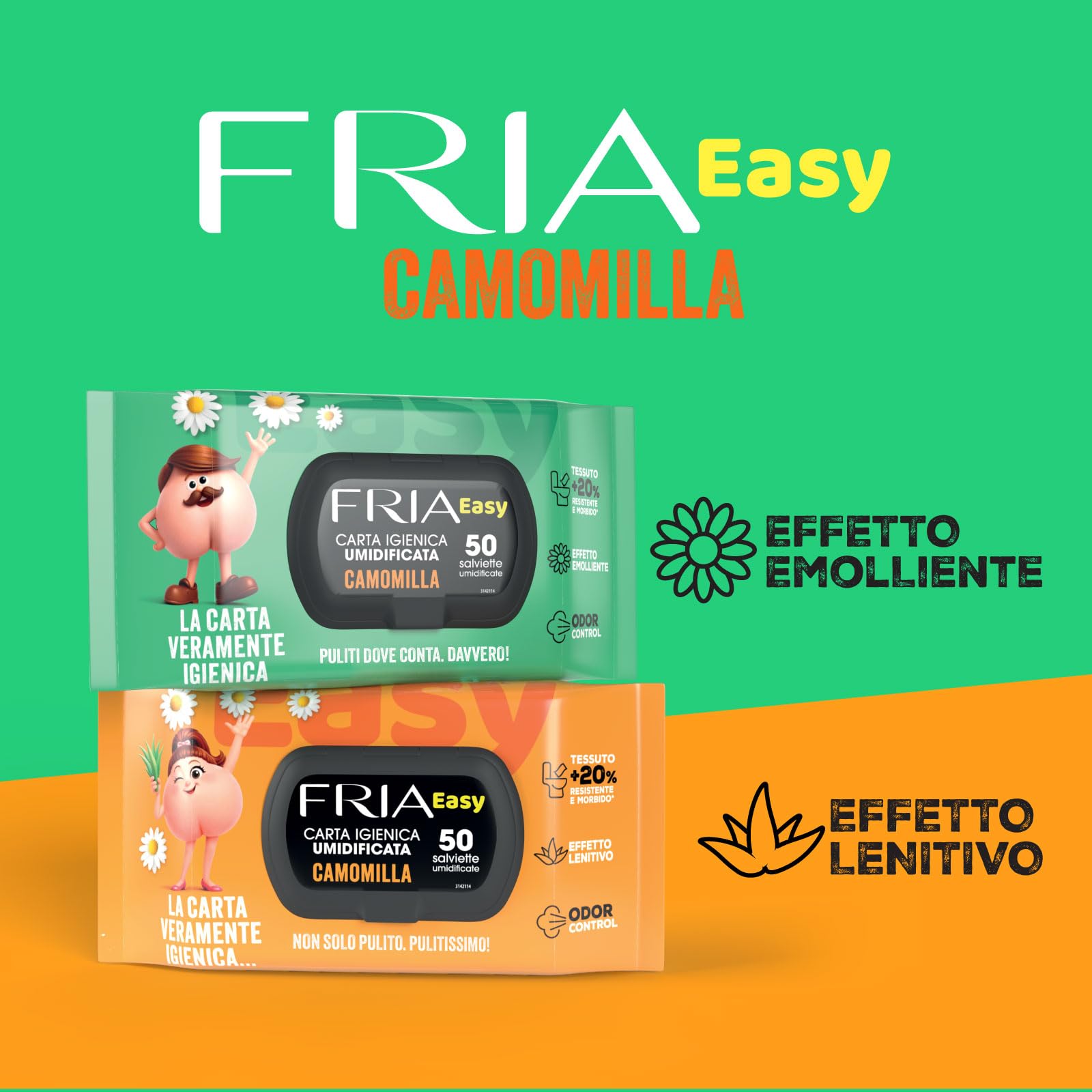 Fria Papel higiénico Easy Wet, 50 toallitas