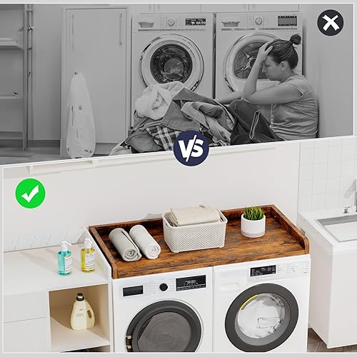 Miniatura 2 de Encimera de lavadora y secadora, encimera de lavandería de 27.5 pulgadas de ancho x 54 pulgadas de largo con rieles de borde para organización de