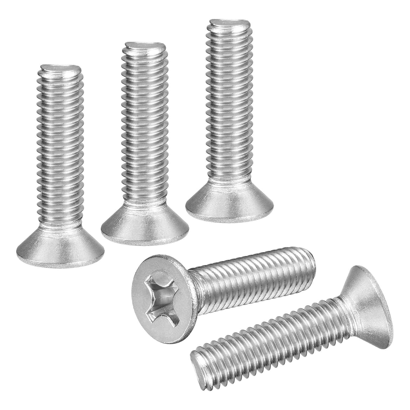 DTGN M6-1x25 Flat Head Countersunk Machine Screws - 15pcs - Good for Furniture and Machinery - 304 Stainless Steel Phillips Machine Screws Bolts - Silver โ image 1