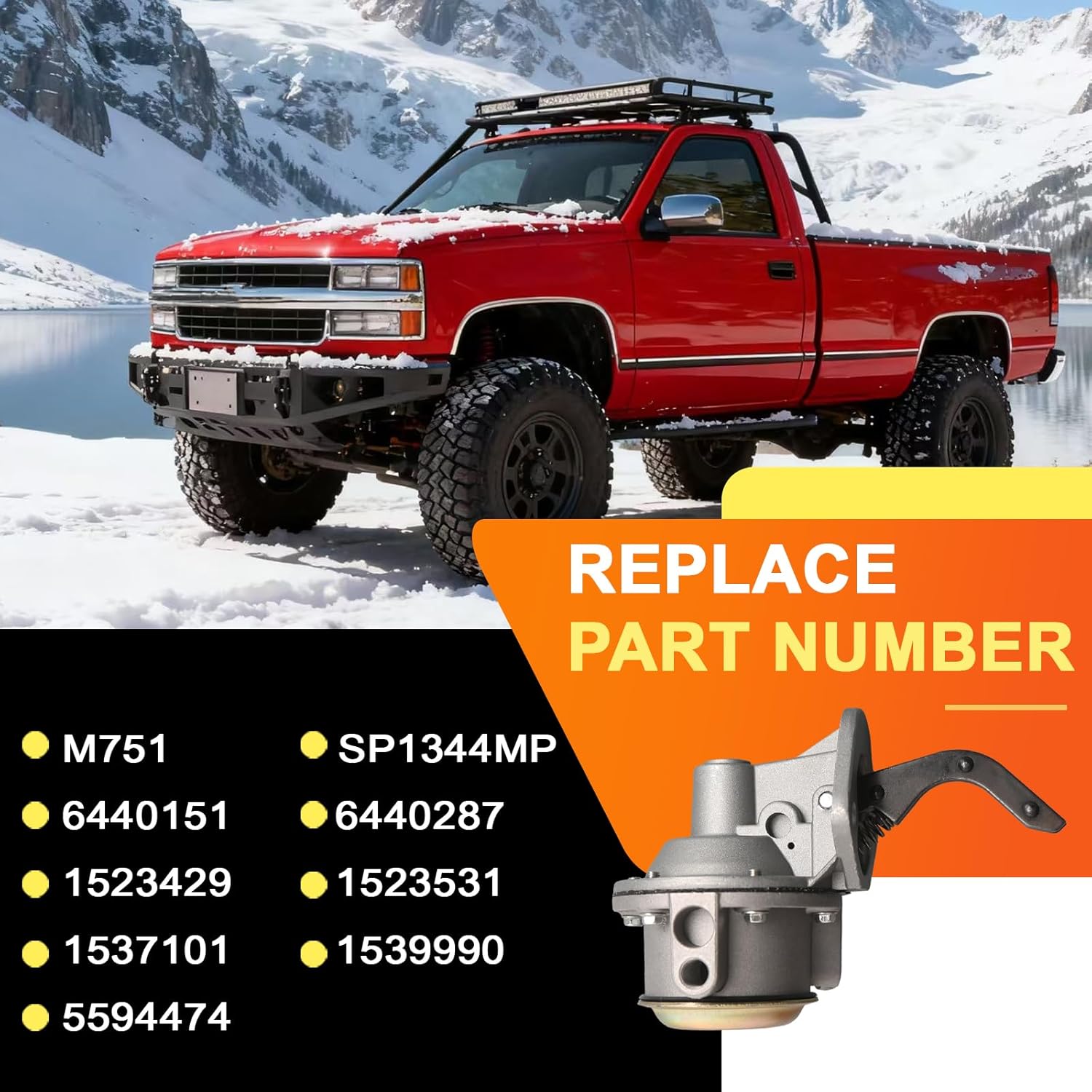 SP1344MP USMP01878 M16114 M16235 6440151 1523429 SP1065MP 602-1001 Mechanical Fuel Pump Compatible with GMC 100-3500 Series Trucks L6 1951-1962 Fit for Chevrolet Trucks L6 216Ci 235Ci 1937-1962