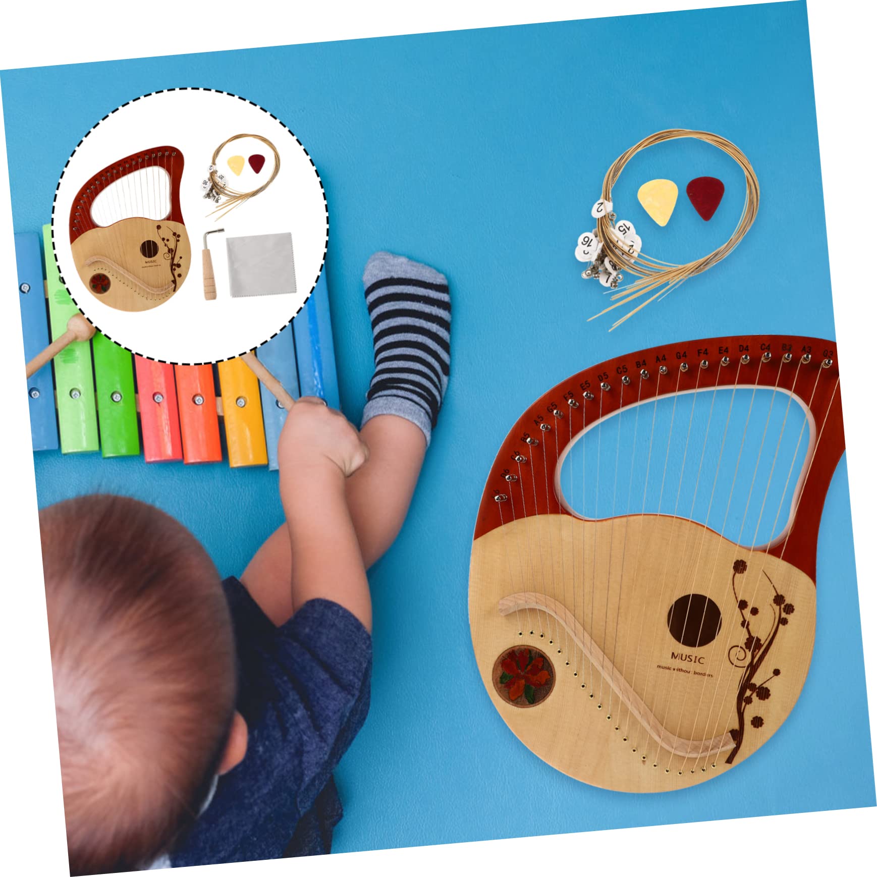 UPKOCH 21-Saitige Massivholz Harfe Portable Leierharfe mit Stabilem Klang für Kinder