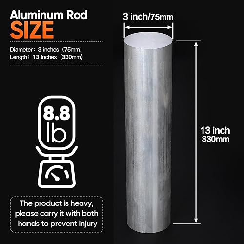 Miniatura 9 de Varilla redonda de aluminio 6061 de 3 pulgadas de diámetro, 7.8 pulgadas de largo, +0-.02 pulgadas T6511, extruida, 3.0 pulgadas de diámetro, barra